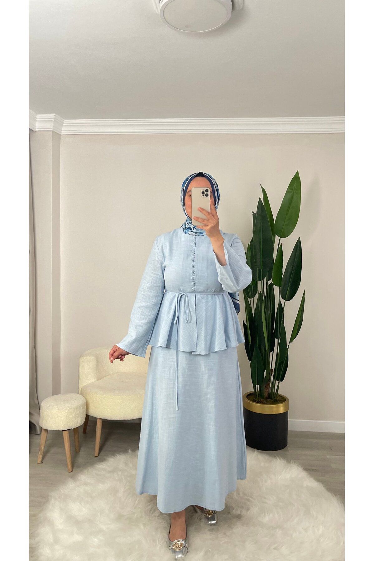 demet's collection QUENN BRİT DÜĞMELİ SEYYAR KEMERLİ ELBİSE