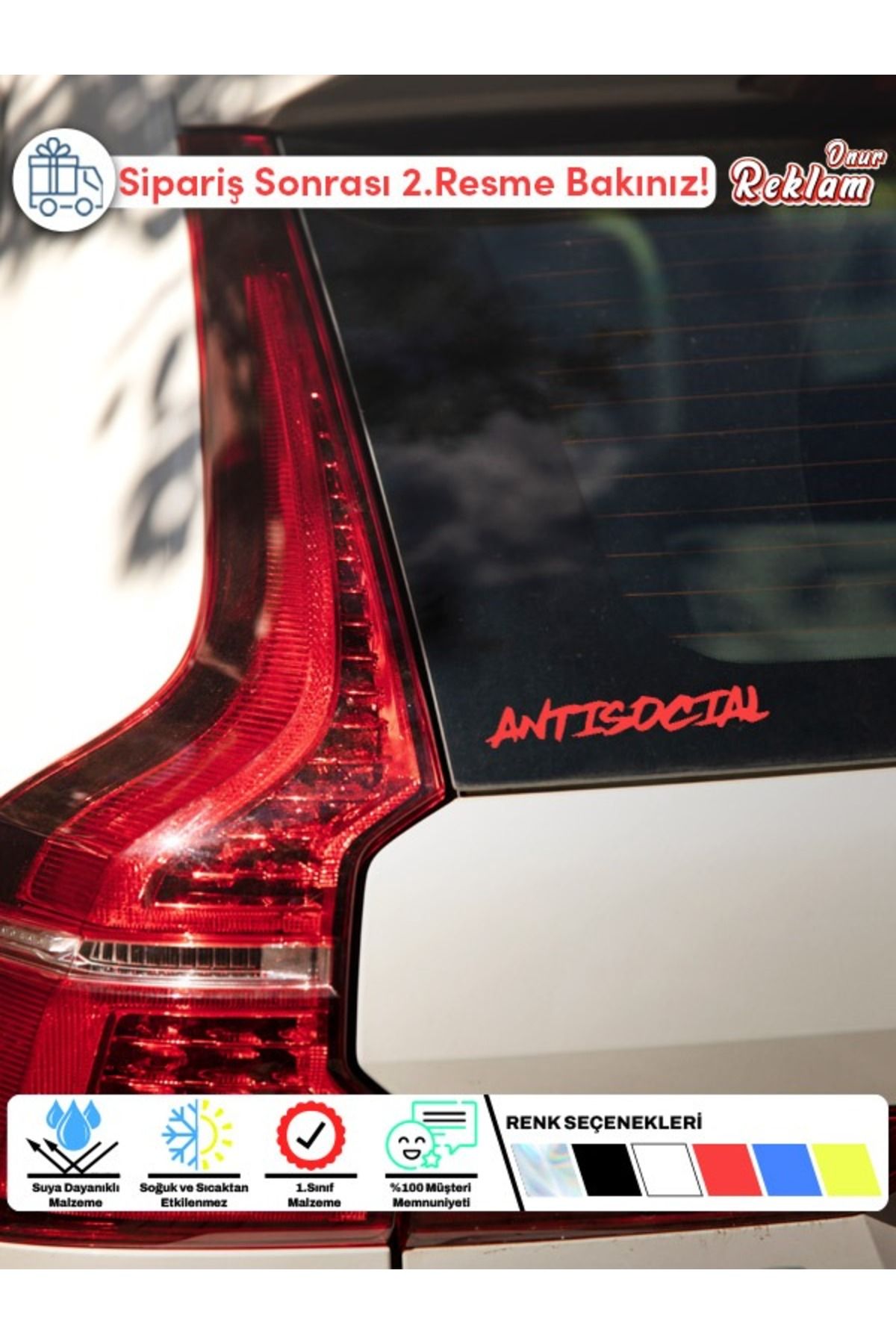Onur Reklam Antisocial Araba Sticker – Asi ve Minimal Tasarım – 15x22 cm