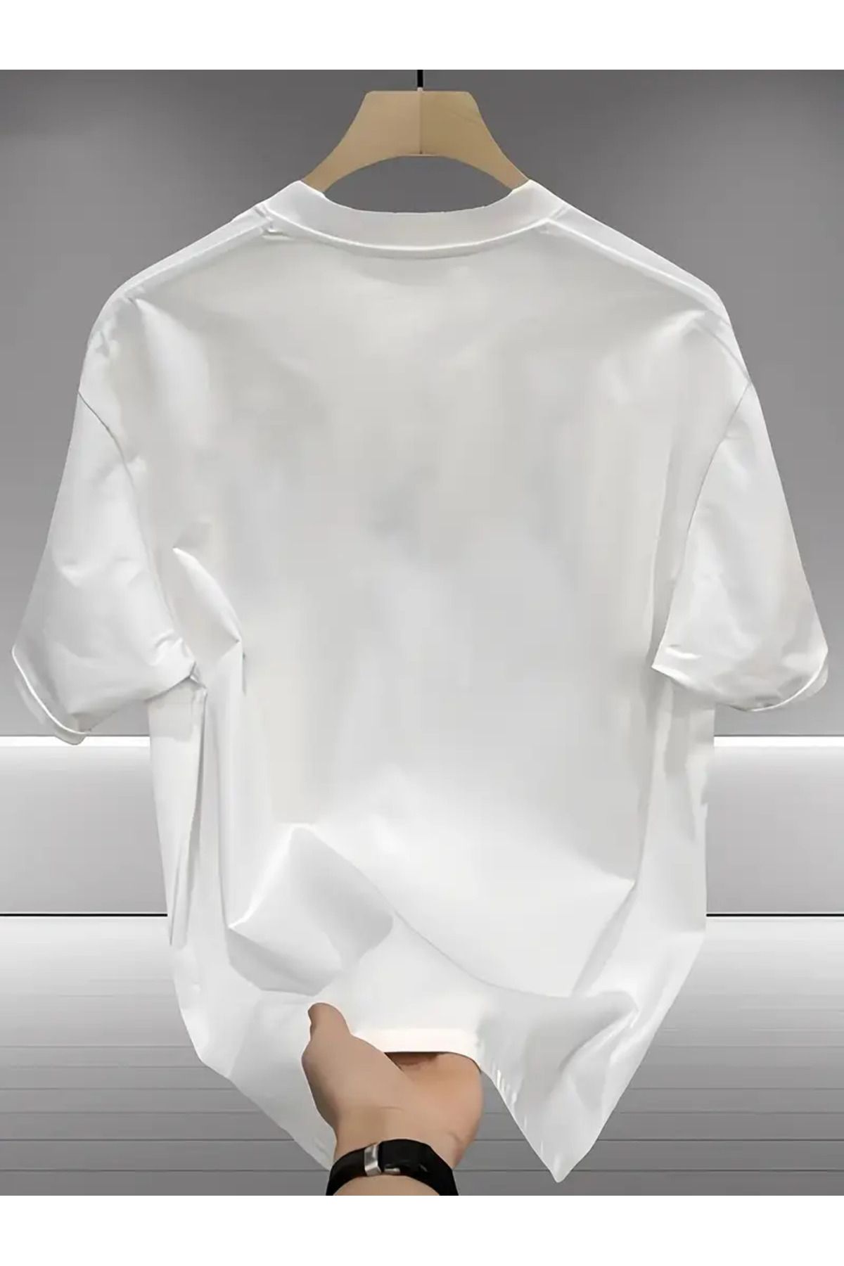 CLASİVA mcquın Baskılı Unisex Oversize Bisiklet Yaka T-shirt