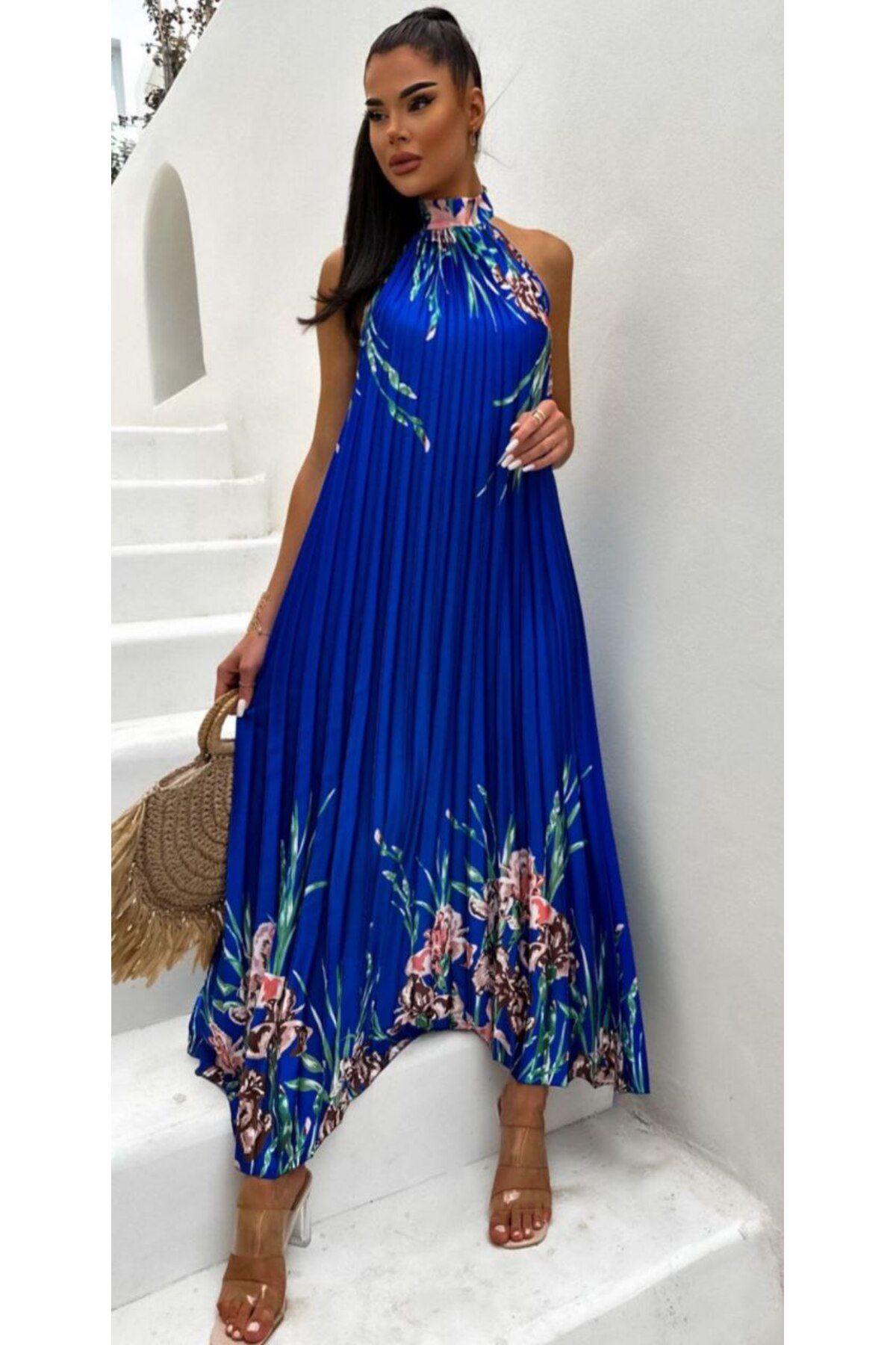 AsprinFashion SATEN KUMAŞ PİLİSELİ ELBİSE