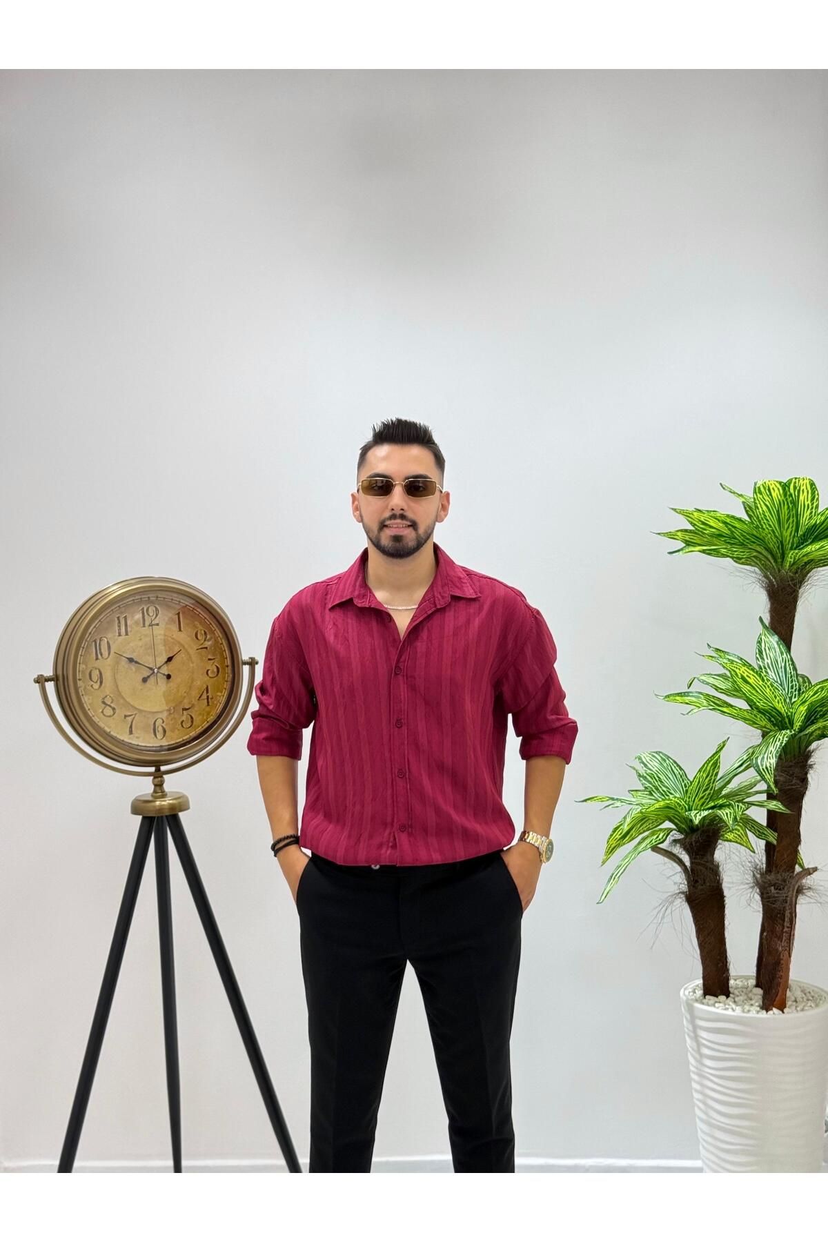 HA-KA GİYİM Erkek Yeni Sezon Uzun Kol Gömlek Regular Kalıp Terletme Yapmaz Göbek Göstermez