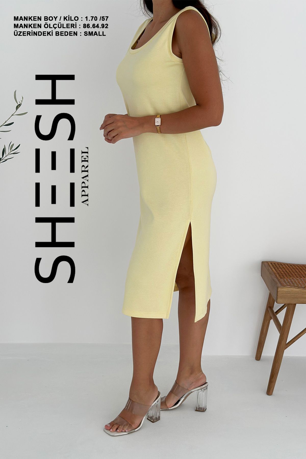 SHEESH APPAREL Askılı Basic Modal Yazlık Elbise
