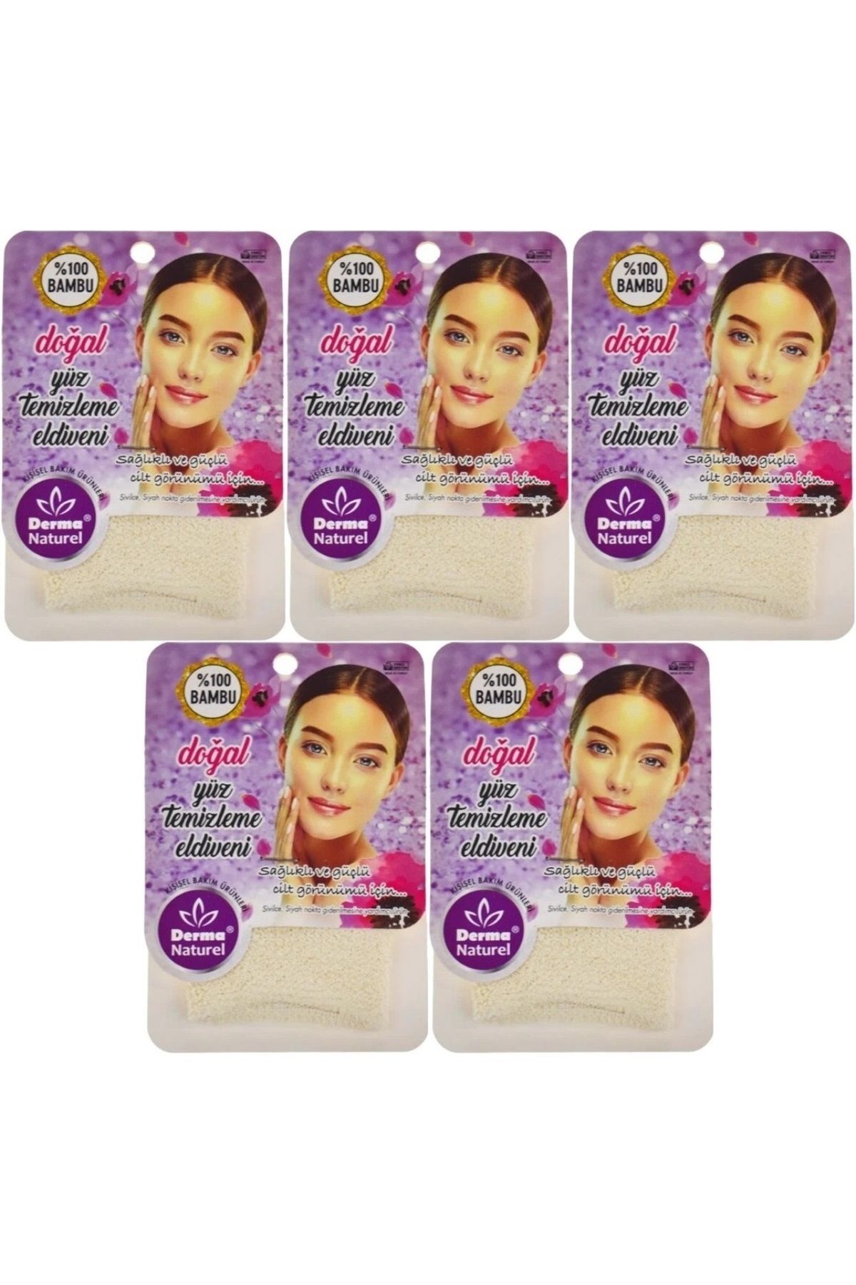 Derma Naturel Bambu Yüz Temizleme Eldiveni MS-32 (5 Li Set)