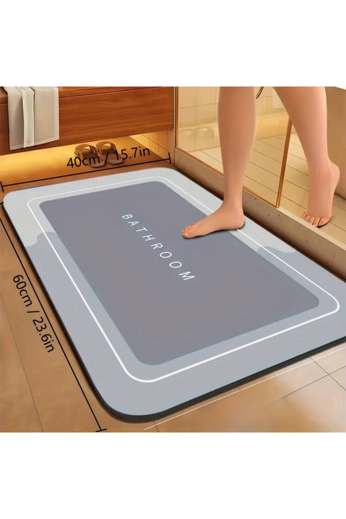 T.M.Q.G 40x60cm - Su Emici Oval Kaymaz Taban Banyo Paspası