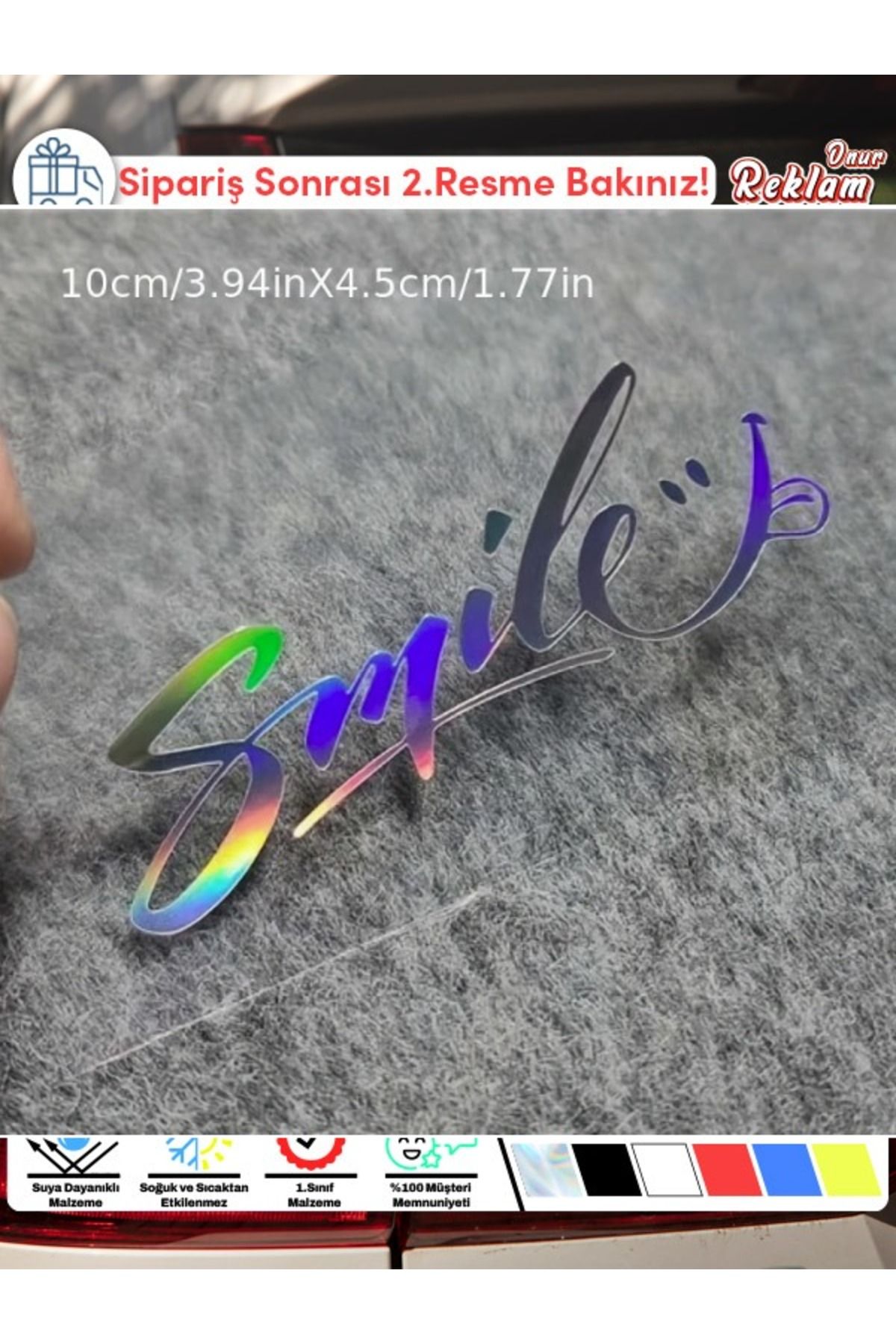 Onur Reklam Smile Araba Sticker – Gülümseten Minimal Tasarım – 15x22 cm