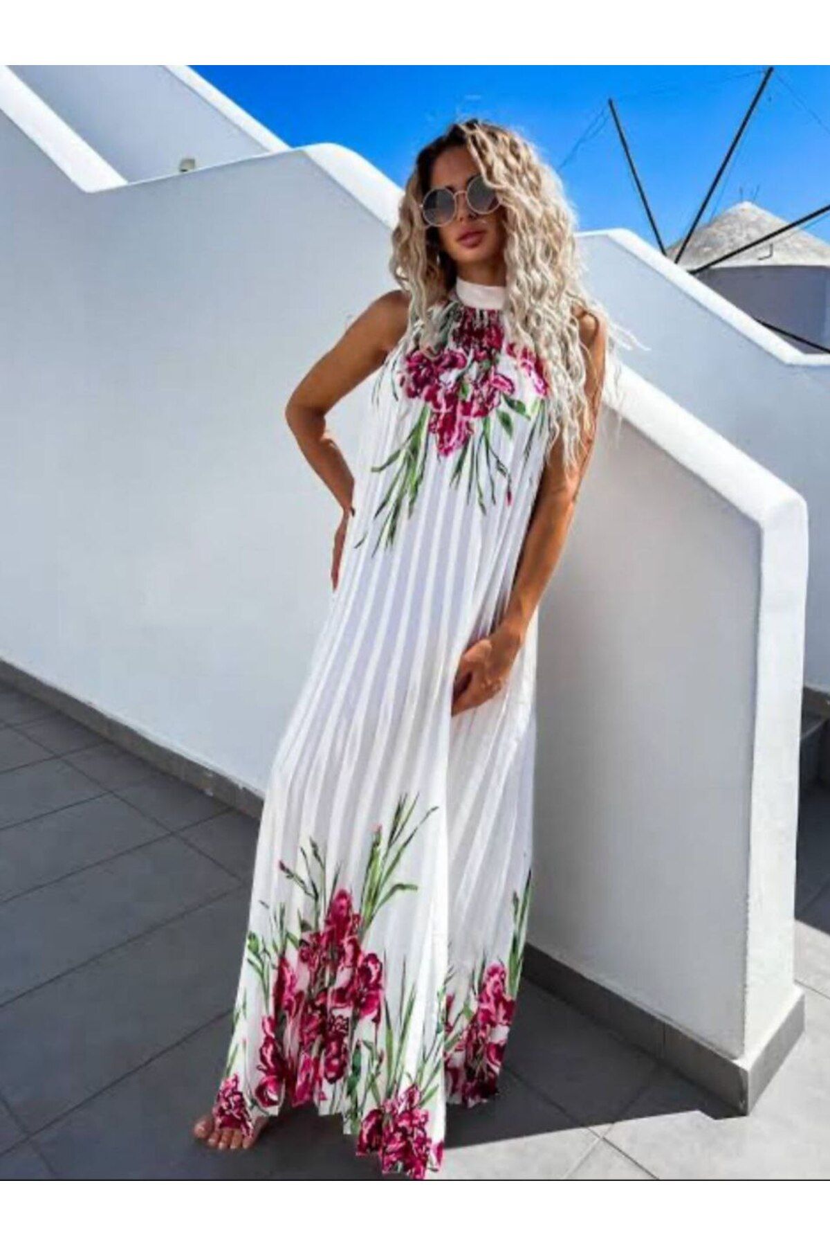 AsprinFashion SATEN KUMAŞ PİLİSELİ ELBİSE
