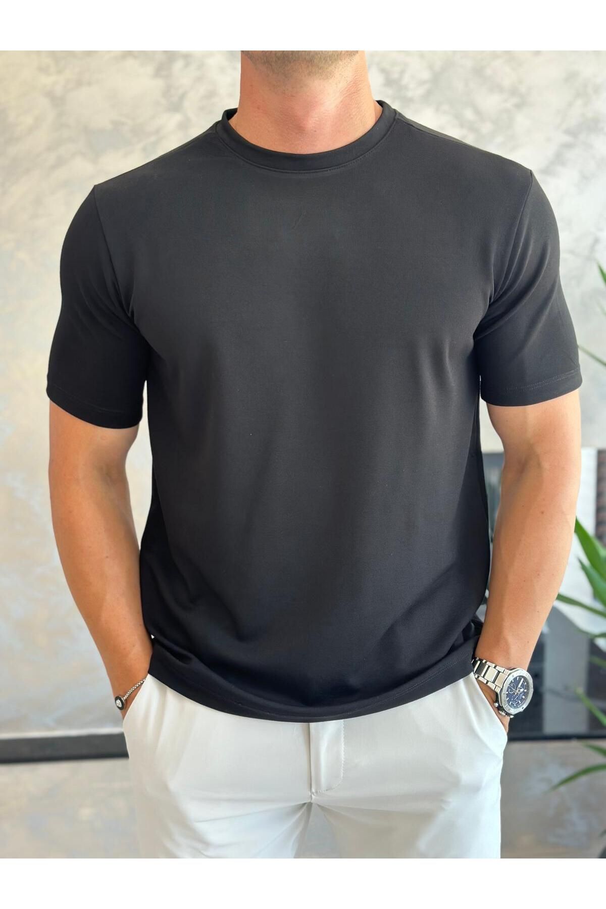 ECARTS Erkek Oversize Kesim Pamuklu Premium Tshirt Siyah Eca014