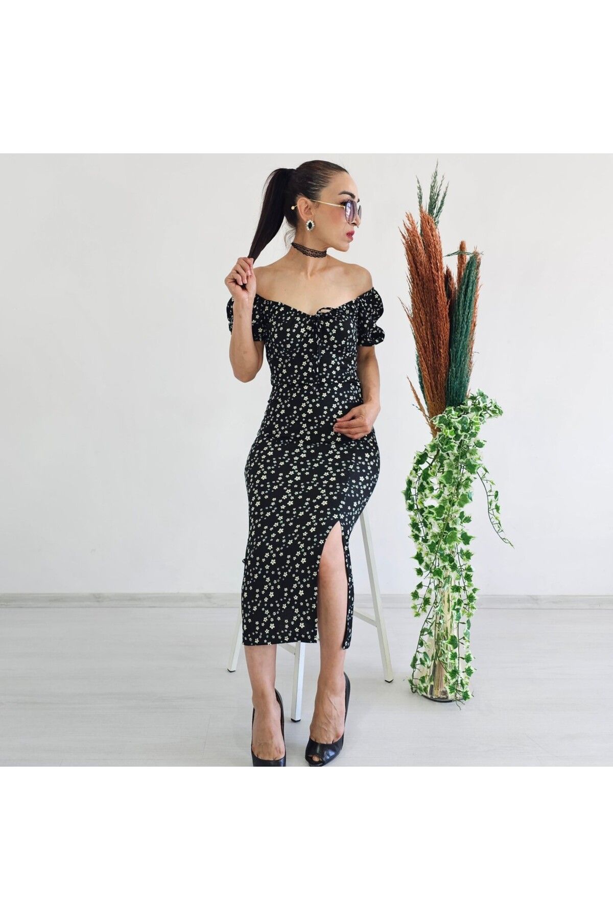6 butik altı üstü butik Karpuz Kol Çiçek Elbise