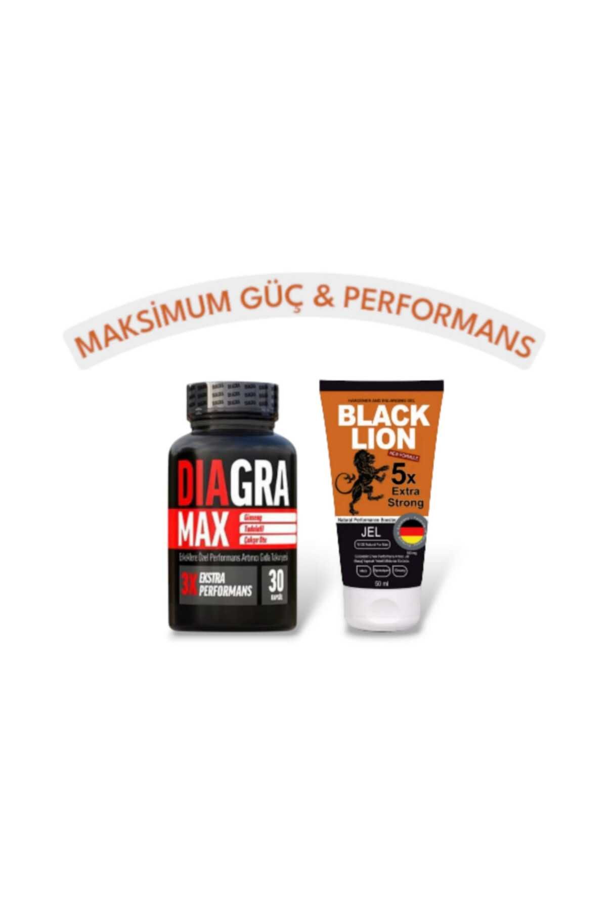 Strong Bull Store Diagra Max 30’lu + Black Lion 50 ml Ginsengli Krem Erkeklere Özel Güçlü Performans İçin İkili Destek