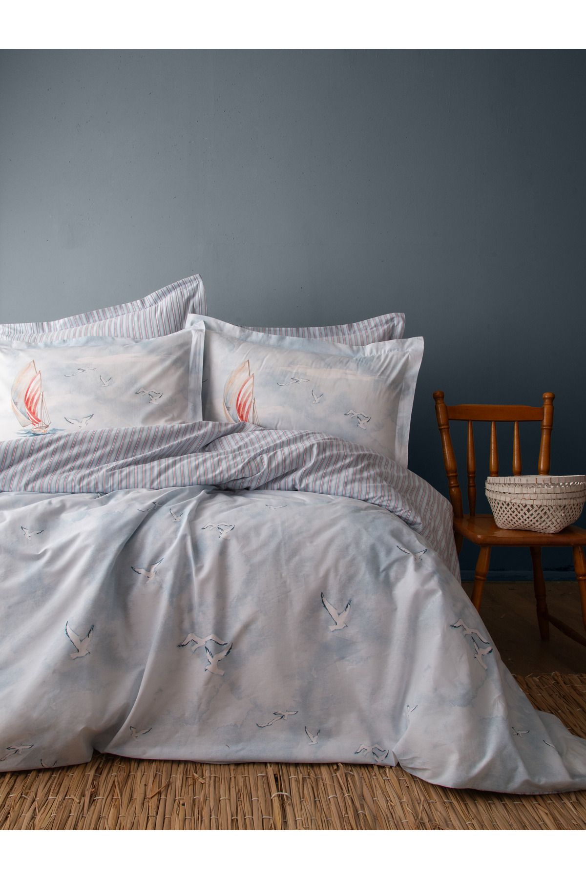 BED LİNE Senses Jonathan nevresim takımı mavi çift kişilik