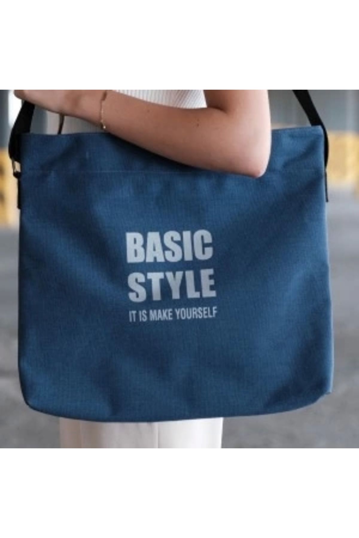 shopwave Kanvas Çapraz Askılı Tote Çanta Lacivert