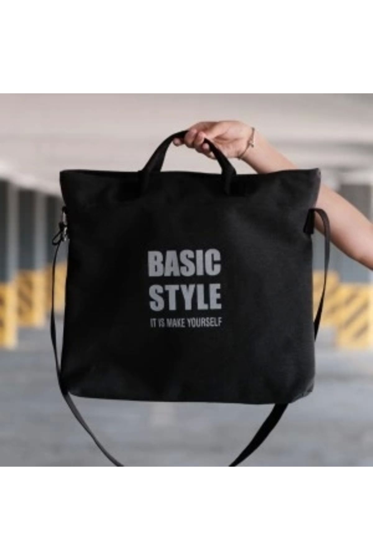 shopwave Kanvas Çapraz Askılı Tote Çanta Siyah