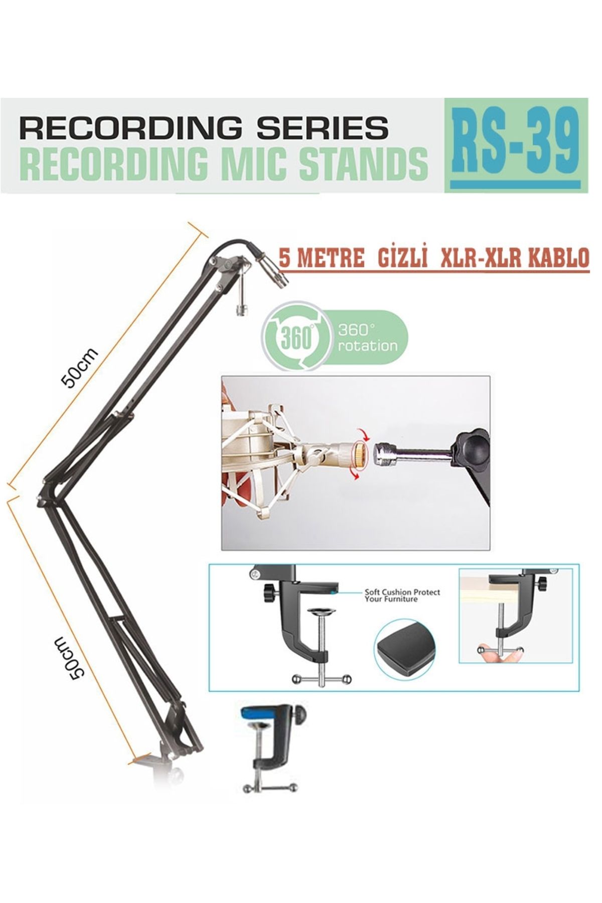 D-Stand Rs-39 50Cm Kablolu Recording Microphone Stand