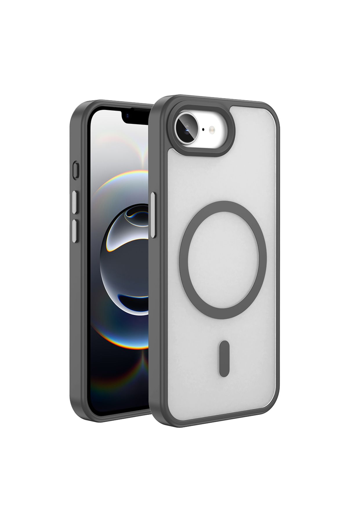 Gpack iPhone 16E uyumlu Kılıf Magsafeli Mat Arka Yüzey Sio Kapak Gri