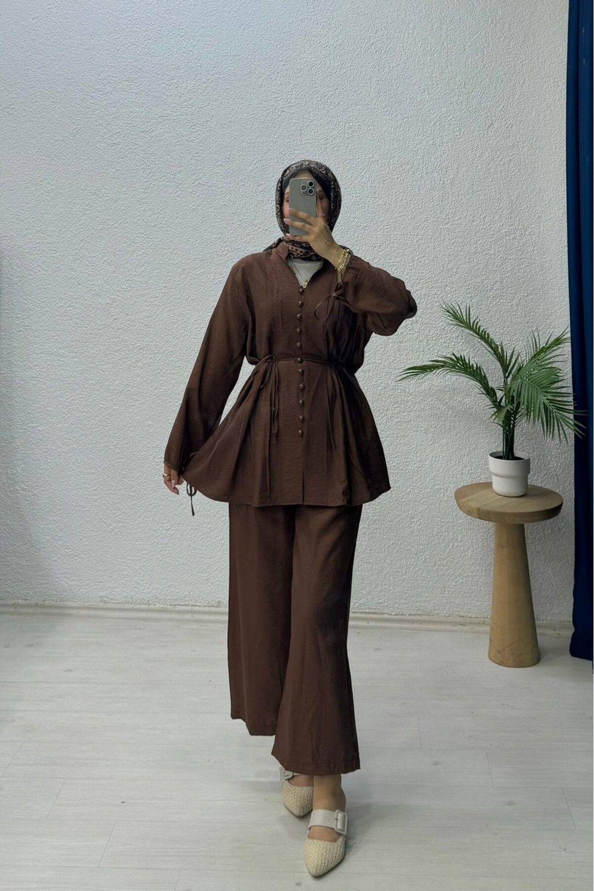 lurex moda Düğmeli Bağlama Detaylı Takım