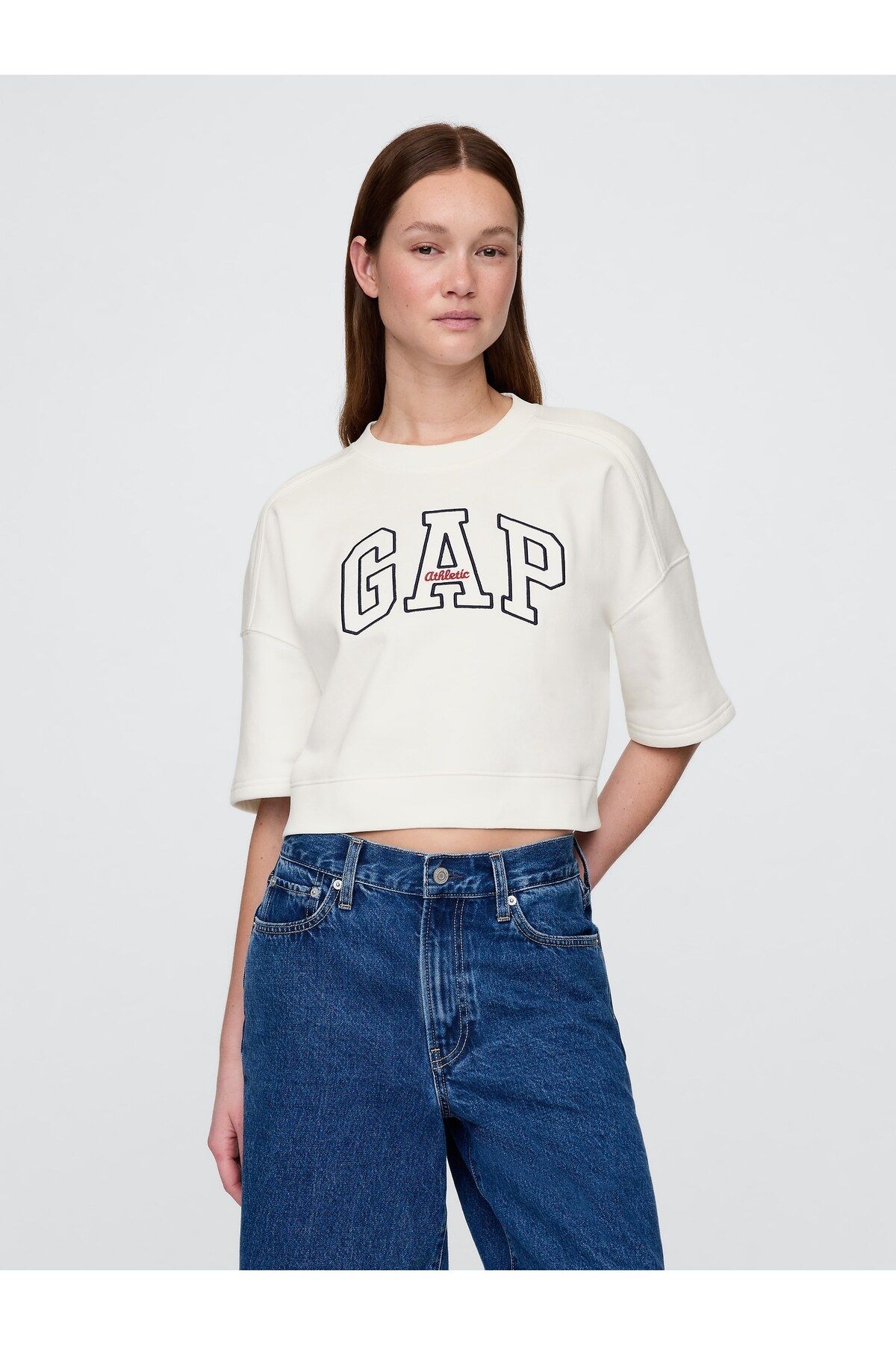 GAP Kadın Kırık Beyaz VintageSoft Oversized Sweatshirt