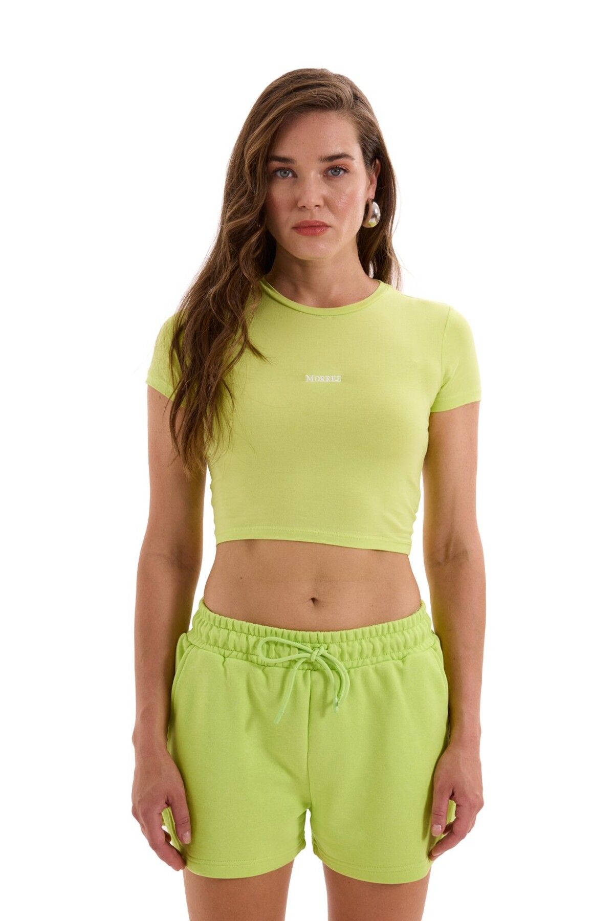 MORREZ Yeşil Nakış Detaylı Crop Top