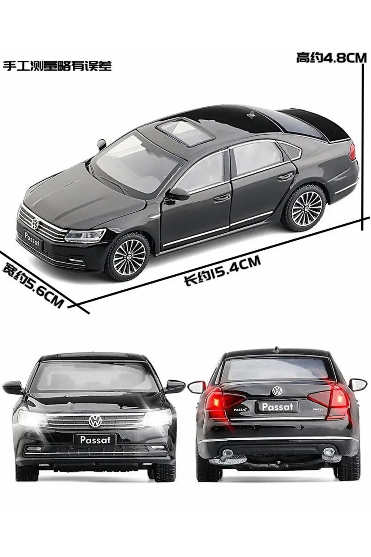 Online 1:32 Ölçek ışıklı VW PASSAT Maket Model Metal Araba Siyah Renk Passat Araba