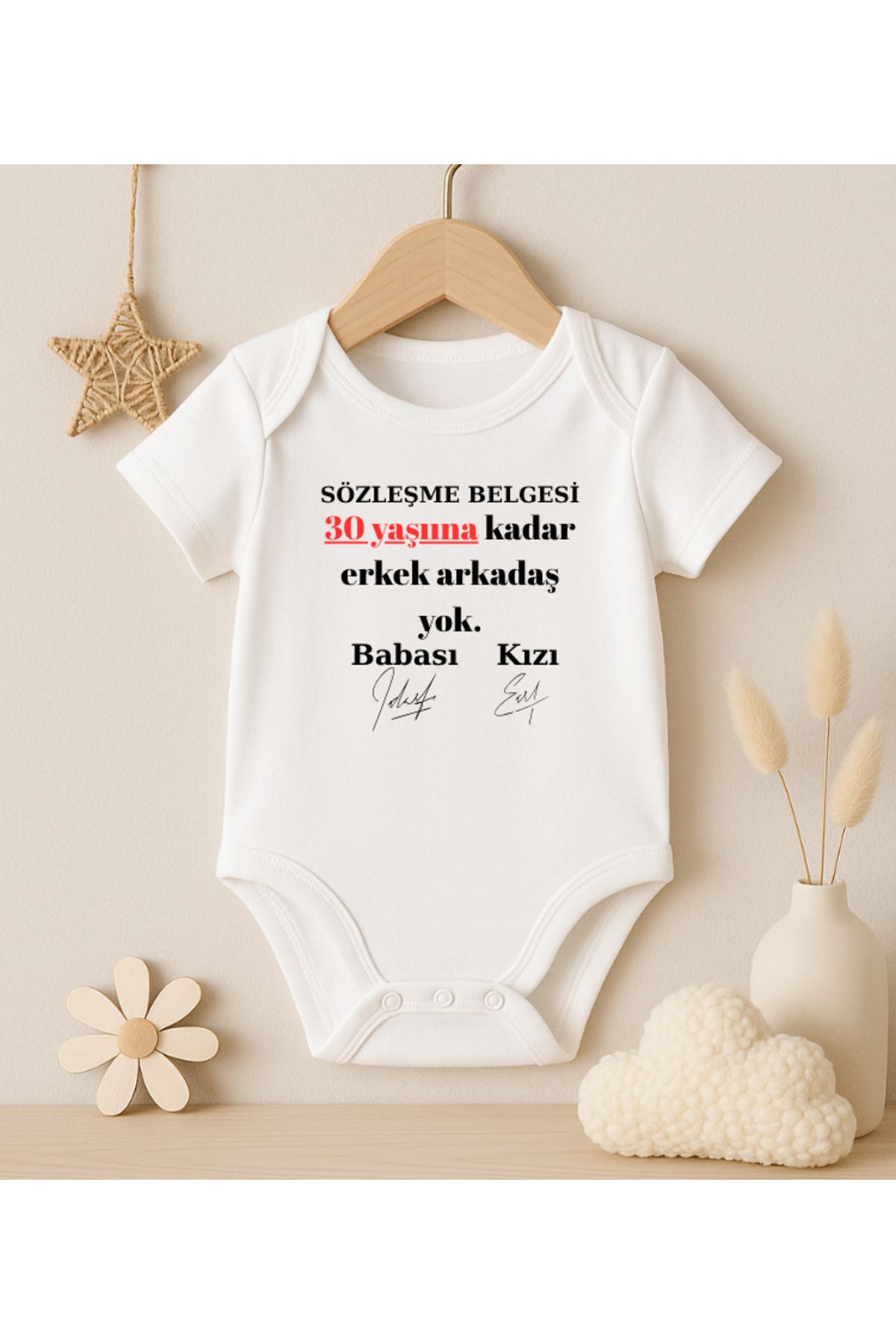 MODAT Baba Kız Erkek Arkadaş Sözleşmesi Komik Baskılı Bebek badi zıbın