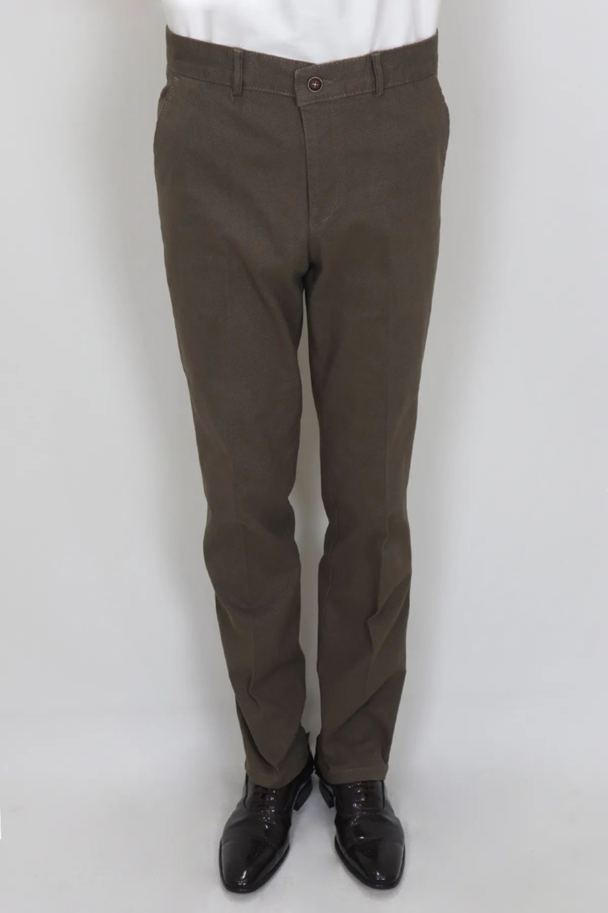 TORICELLI DMC TEKSTİL Erkek Camel Rahat Kalıp Yandan Cep Boru Paça Büyük Beden Kışlık Keten Pantolon