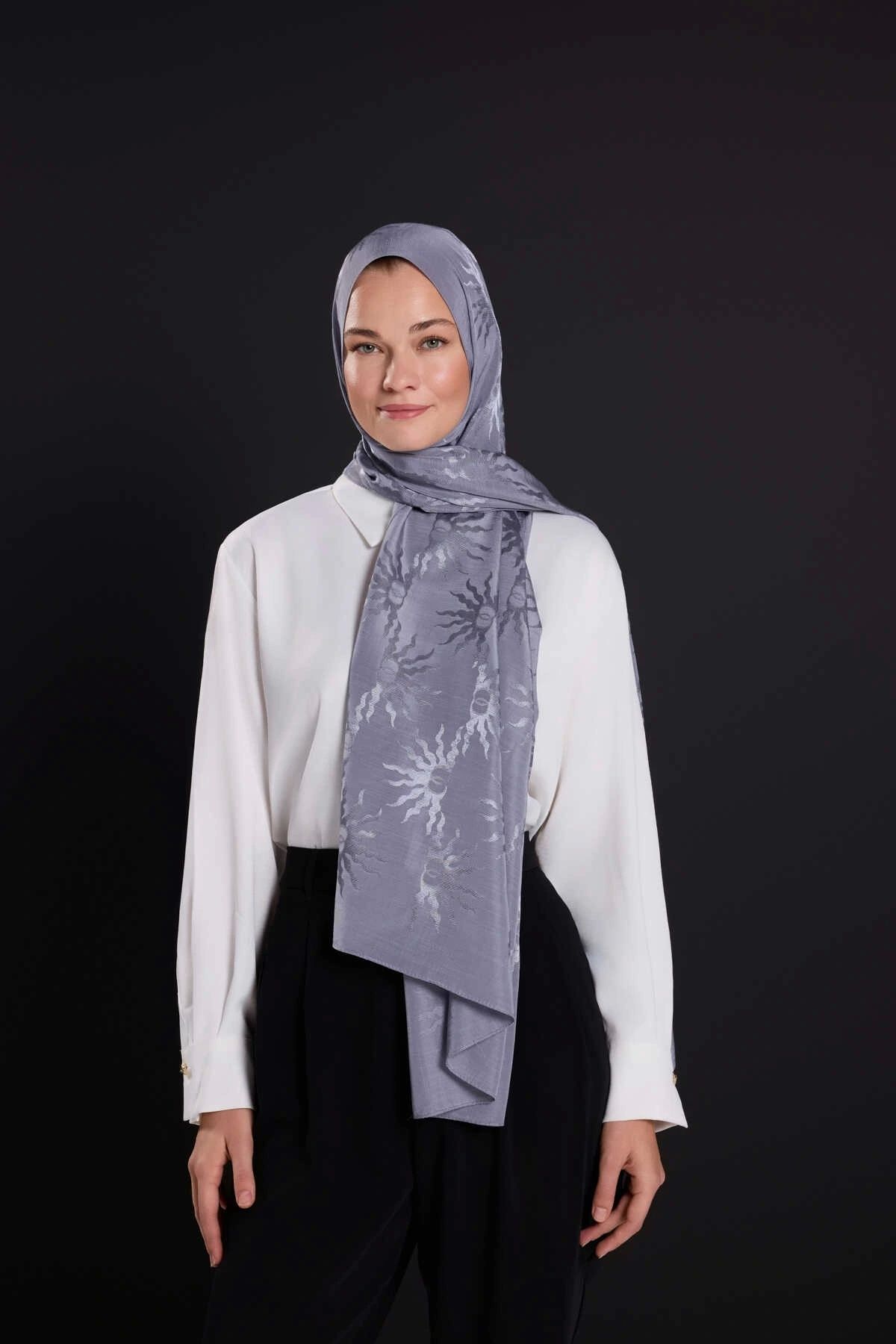 Imannoor Güneş Doğarken Gri Shiny Jakar Şal 251-3028-014