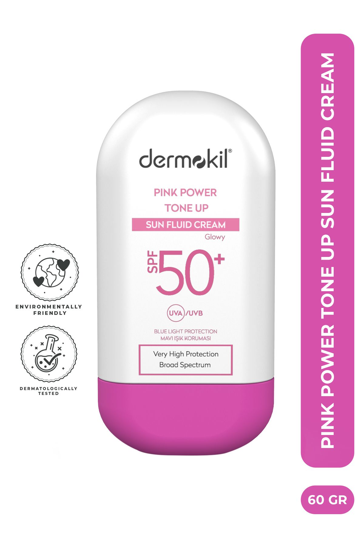 Dermokil Pink Tone-Up Fluid Sun Cream SPF 50 Pembe Ton Eşitleyici Fluid Güneş Koruyucu