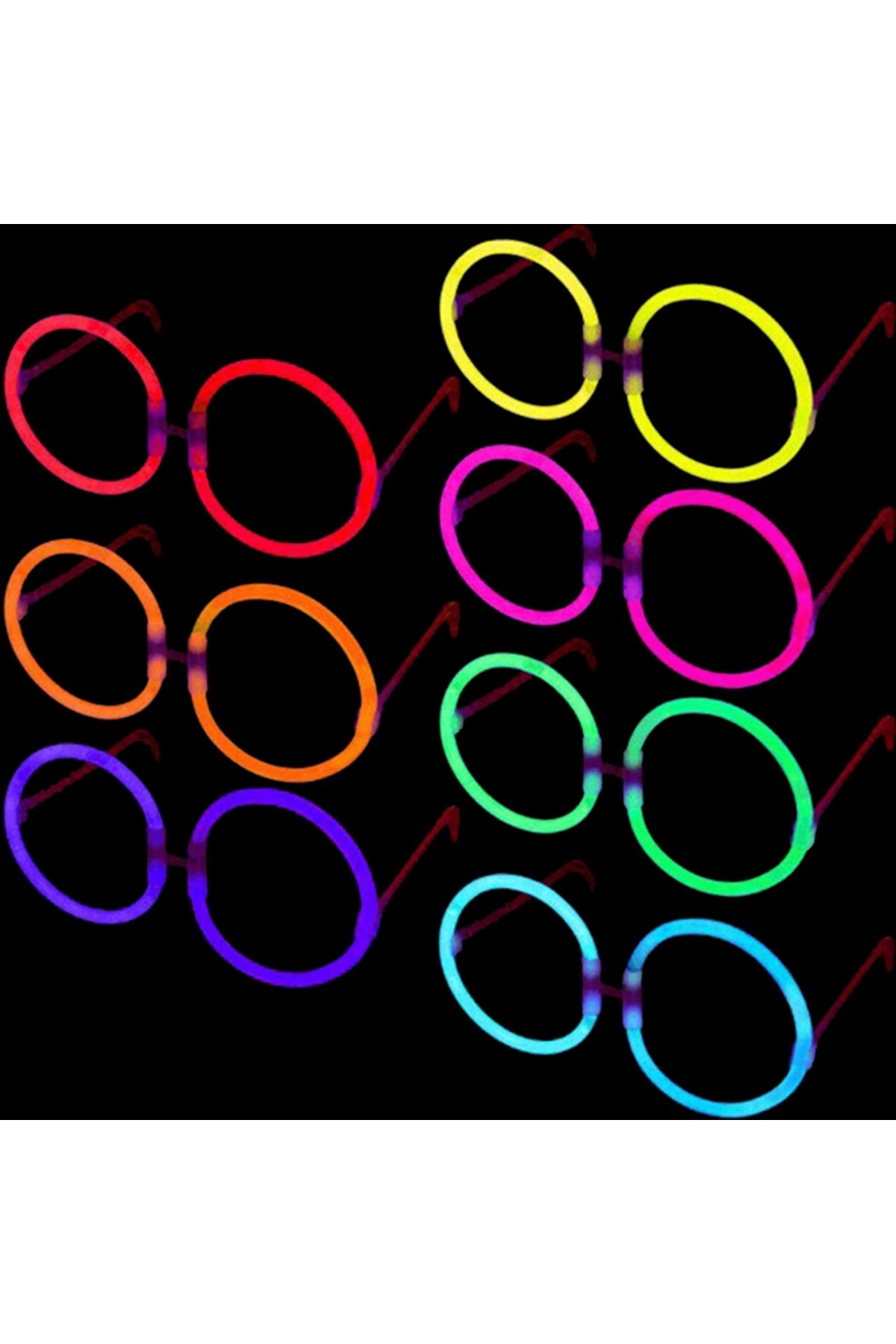 shopwave Glow Stick Parti Gözlüğü Glow Partisi Yuvarlak Şekilli Fosforlu Gözlük 6 Adet (5047)