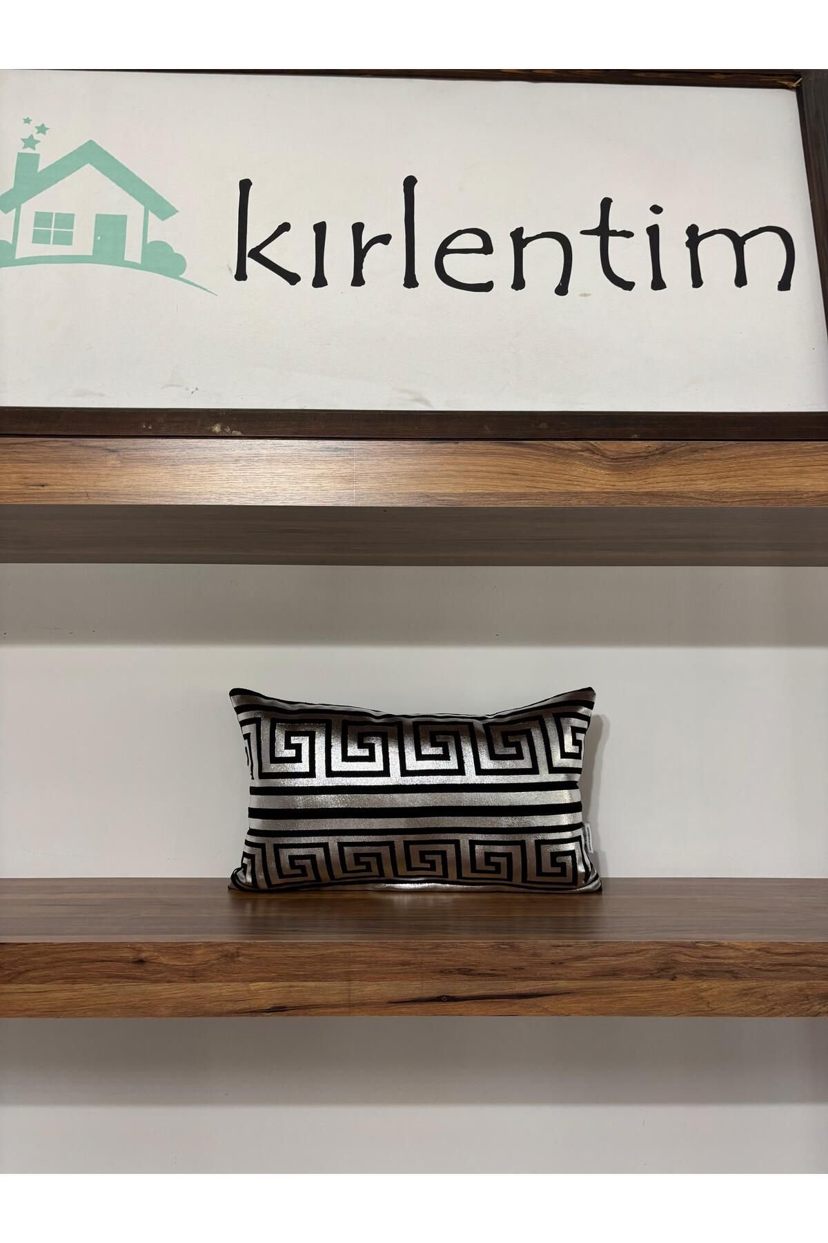 KIRLENTİM Gümüş Varak Baskılı Labirent Desen-Kırlent Kılıfı