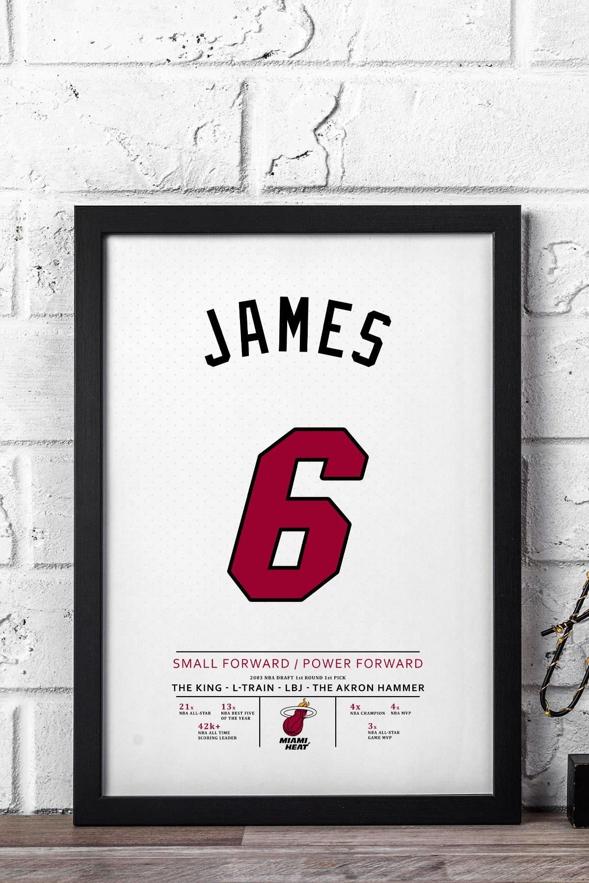 Saturn LeBron James Forma Çerçeveli Tablo - NBA Miami Heat Jersey
