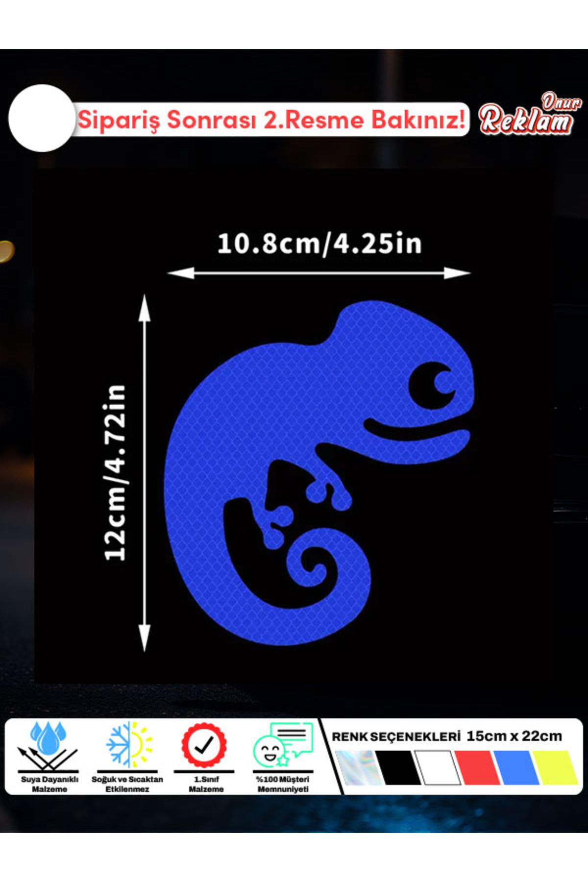 Onur Reklam Bukalemun Araba Sticker –12x10.8 cm