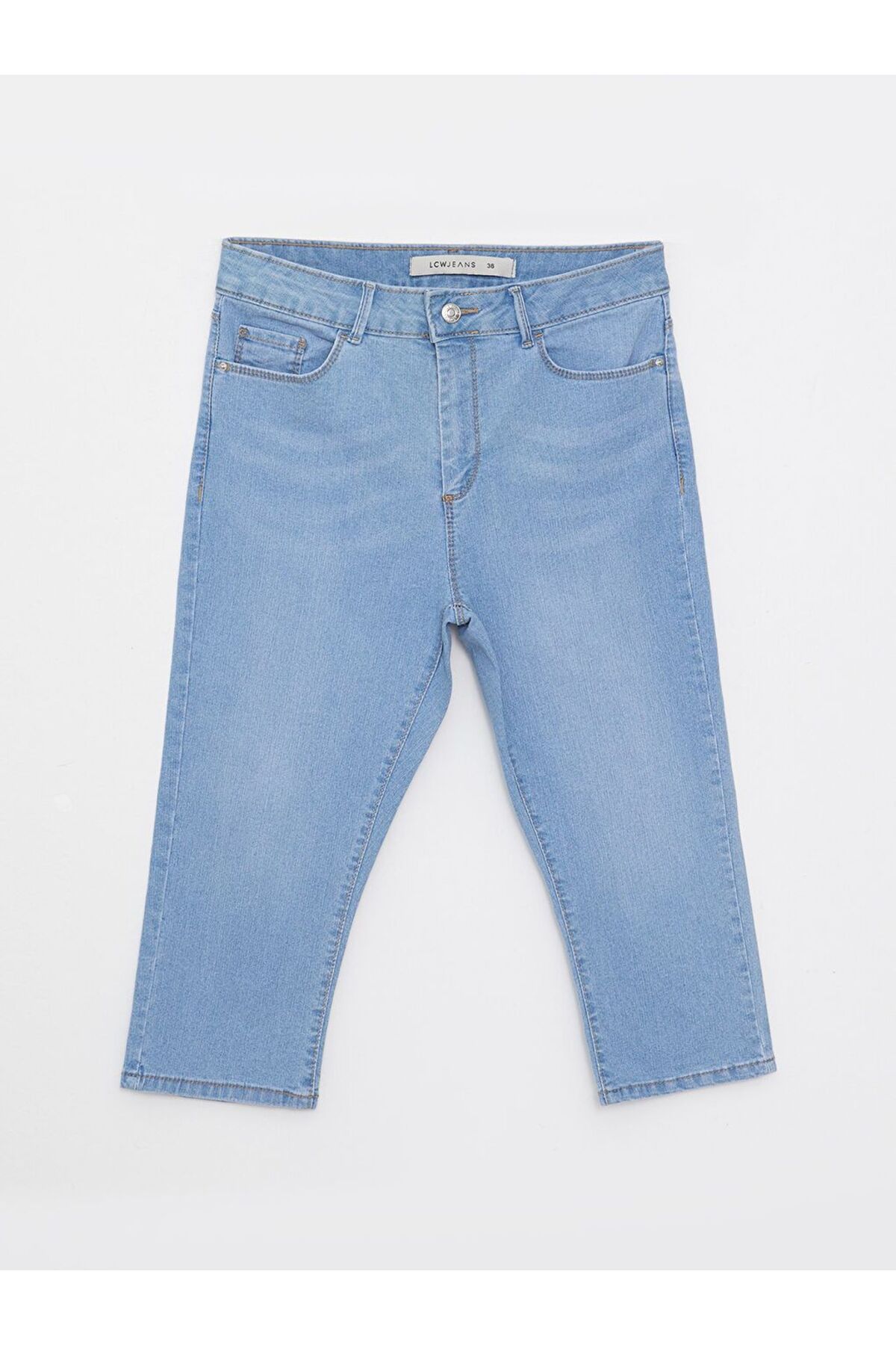 LC Waikiki Indigo Skinny Fit Düz Cep Detaylı Kadın Jean Kapri