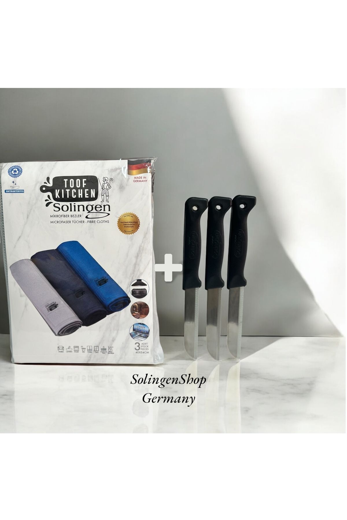 Solingen SOLİNGEN MİCROFİBER BEZ&3’lü SOLİNGEN BIÇAK SET