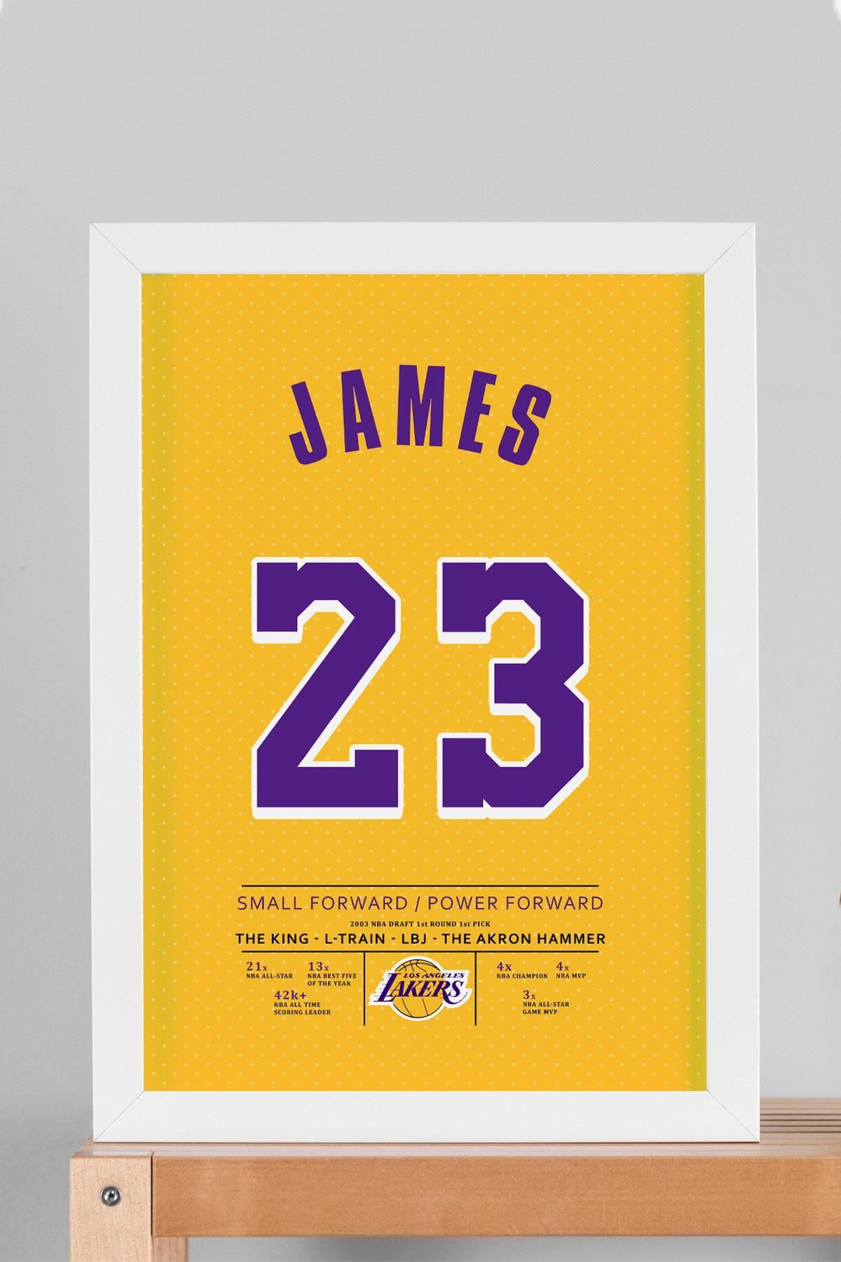 Saturn LeBron James Forma Çerçeveli Tablo - NBA Los Angeles Lakers Jersey