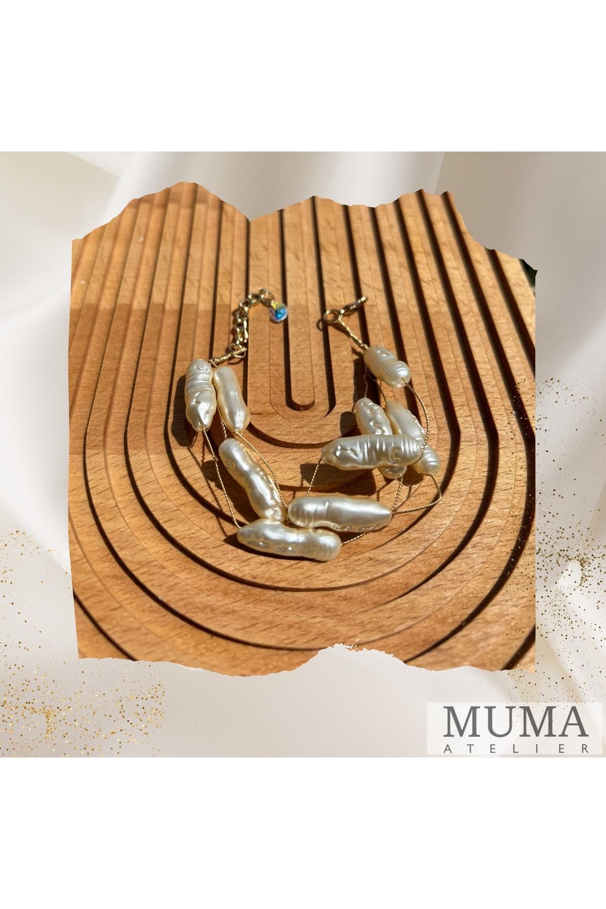 MUMA Atelier Barok İncili Tel Bileklik