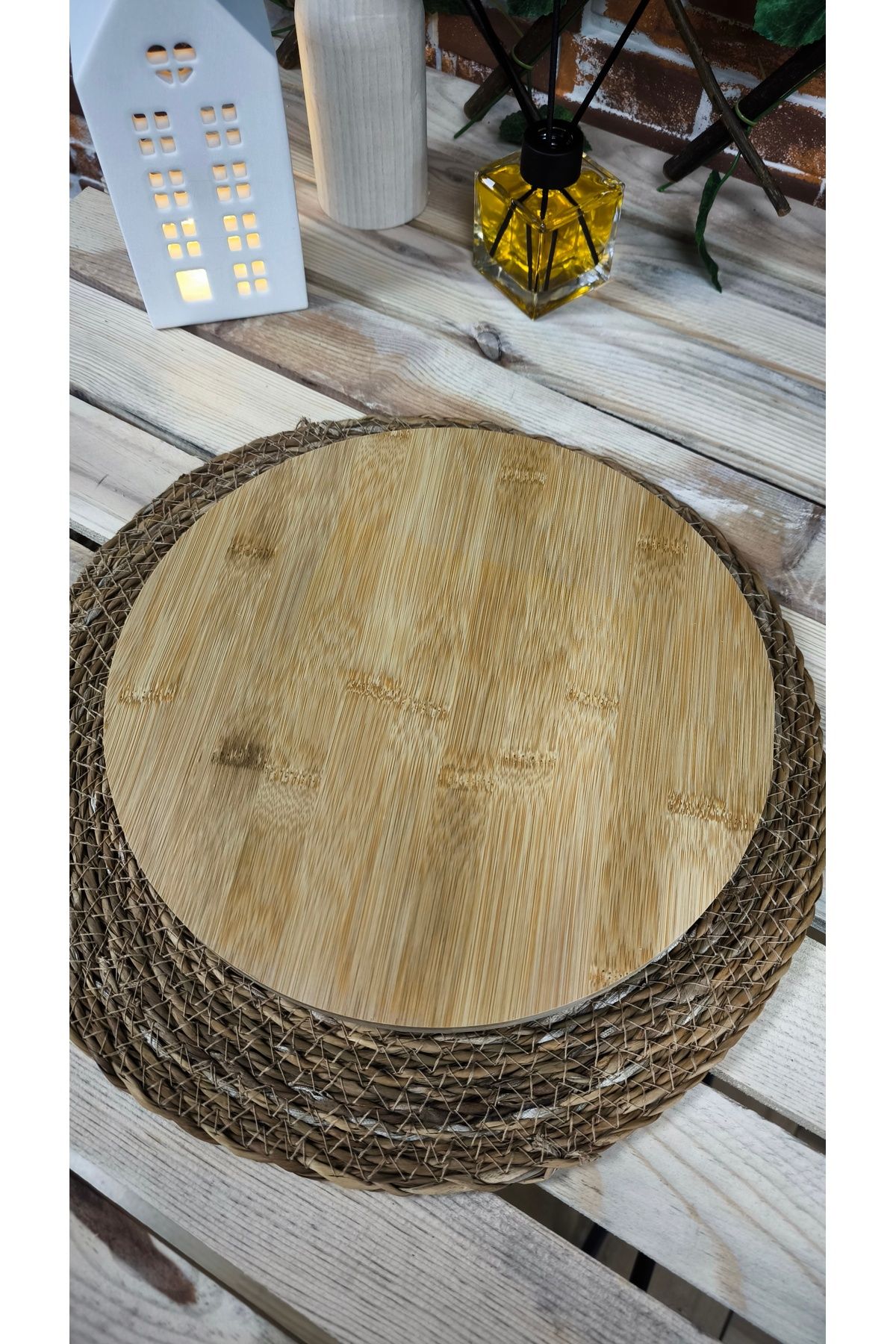 SOSYETE HOME41 BAMBU AYAKLI SUNUMLUK VE STAND YUVARLAK 27CM