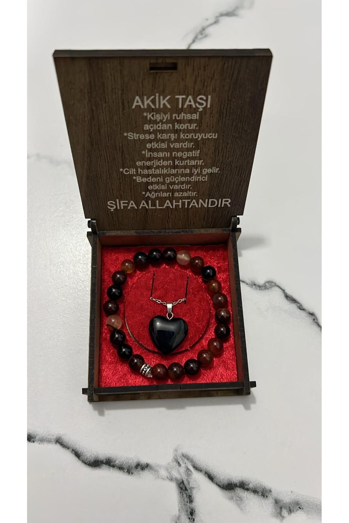 hüseyin ceran AKİK DOĞAL TAŞ KOLYE BİLEKLİK SET