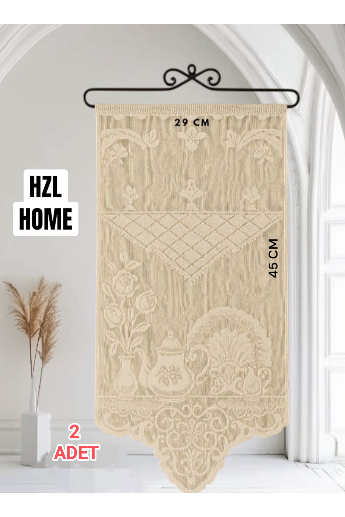HZL HOME 2 Adet Dantel Tül Vintage Dekorasyon Duvar Süsü