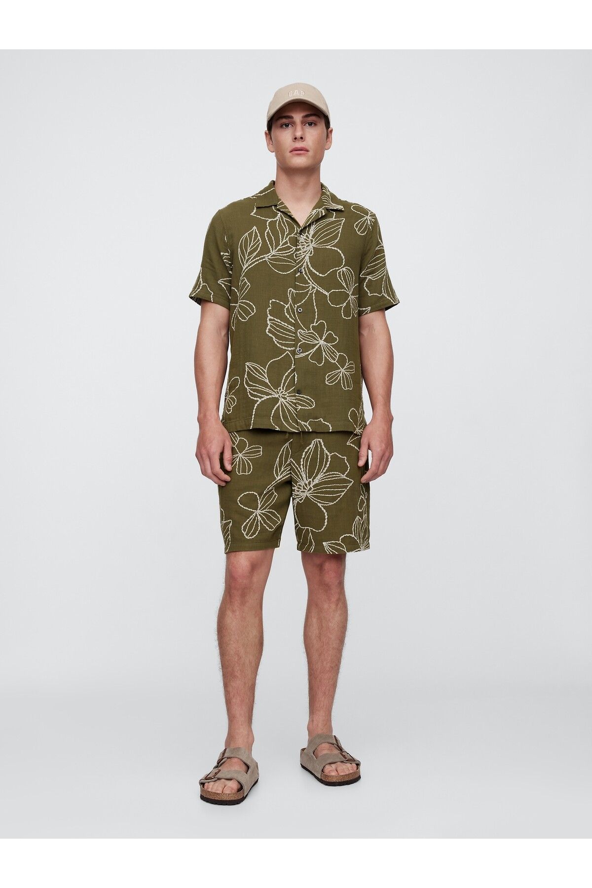 GAP Erkek Yeşil Textured Şort