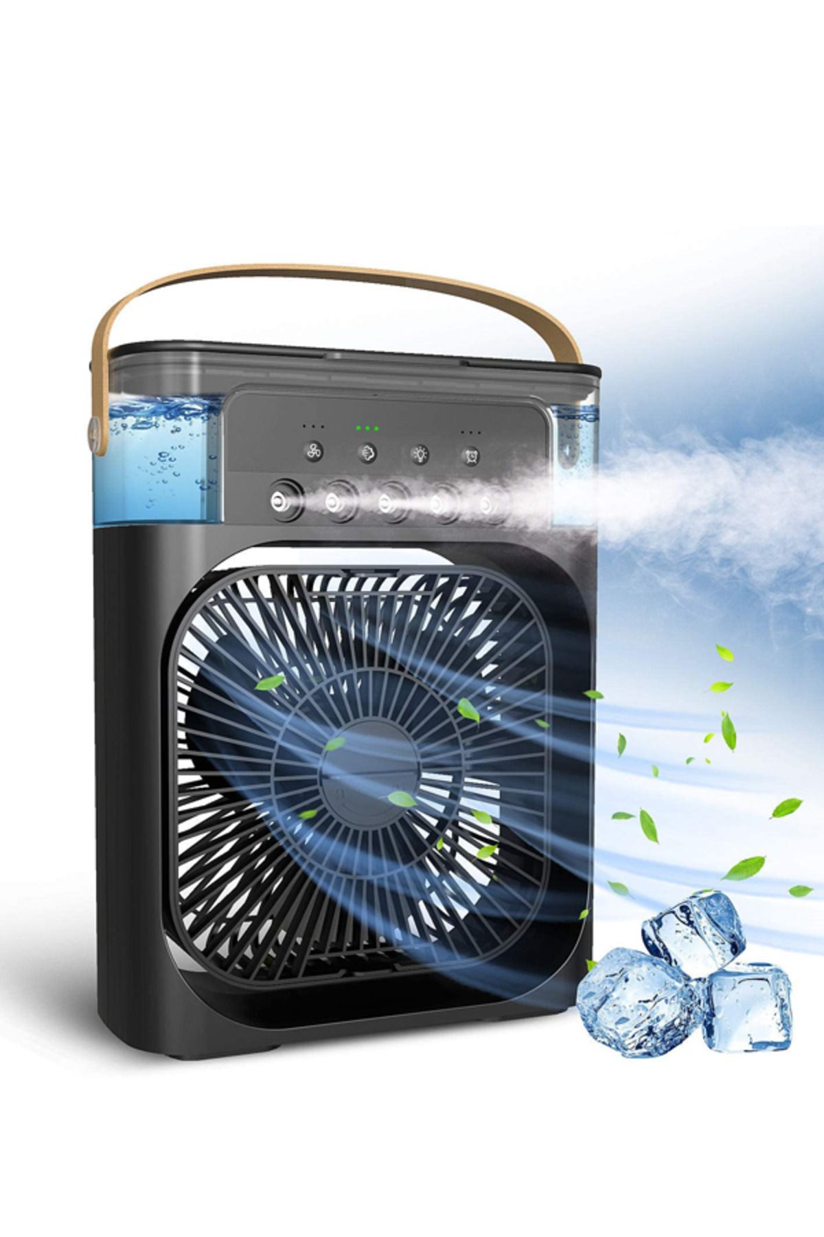 ERDİNEKS Soğuk Su Buzlu Masaüstü Mist Fan 5 Uçlu Su Sprey 3 Modlu Fan 3 Saat Zamanlayıcı Salınımlı LED Işık