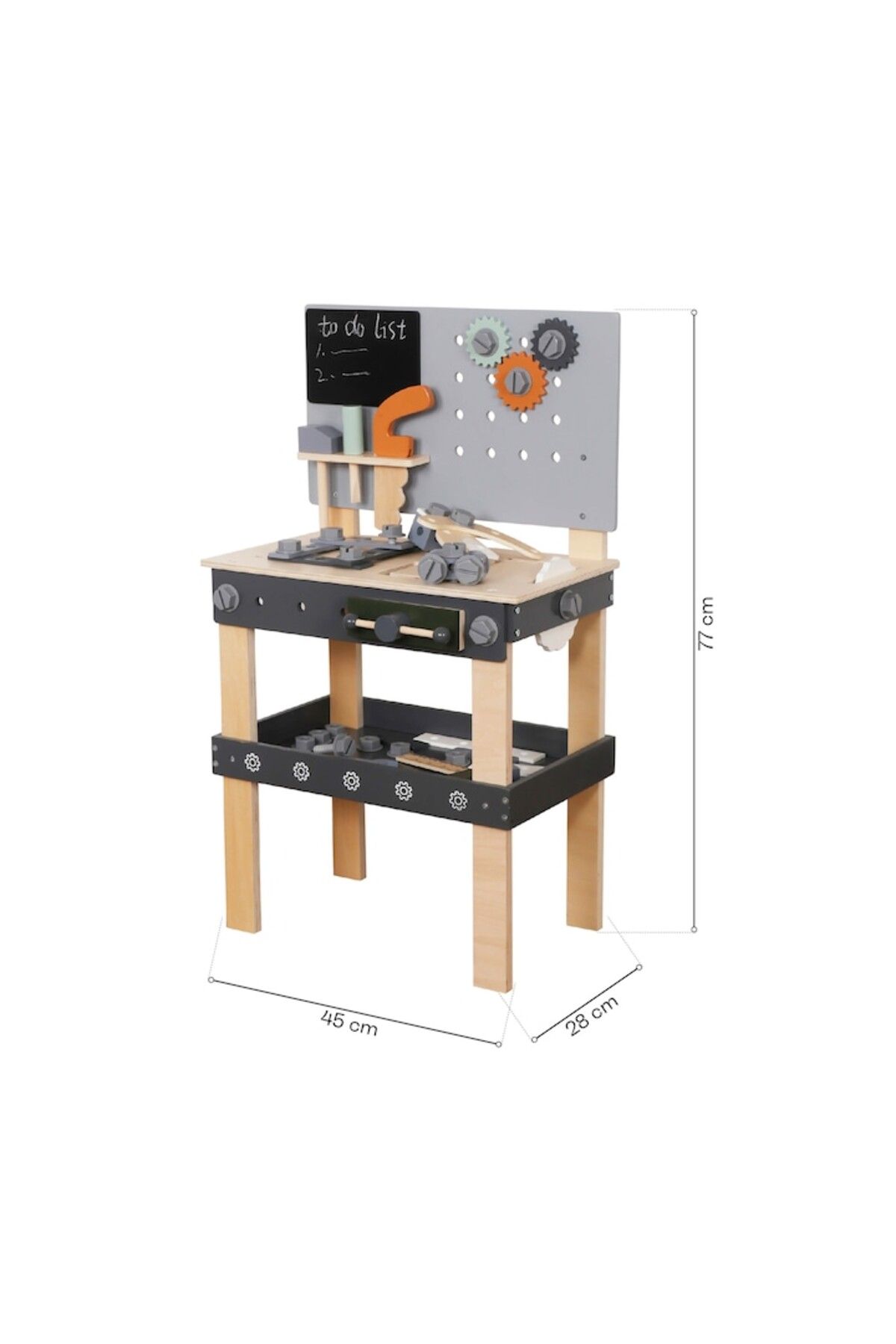 indiggo-Banc de Lucru Multifunctional din Lemn pentru Copii Play & Build Workbench, Inaltime 77 cm, W Grey 3