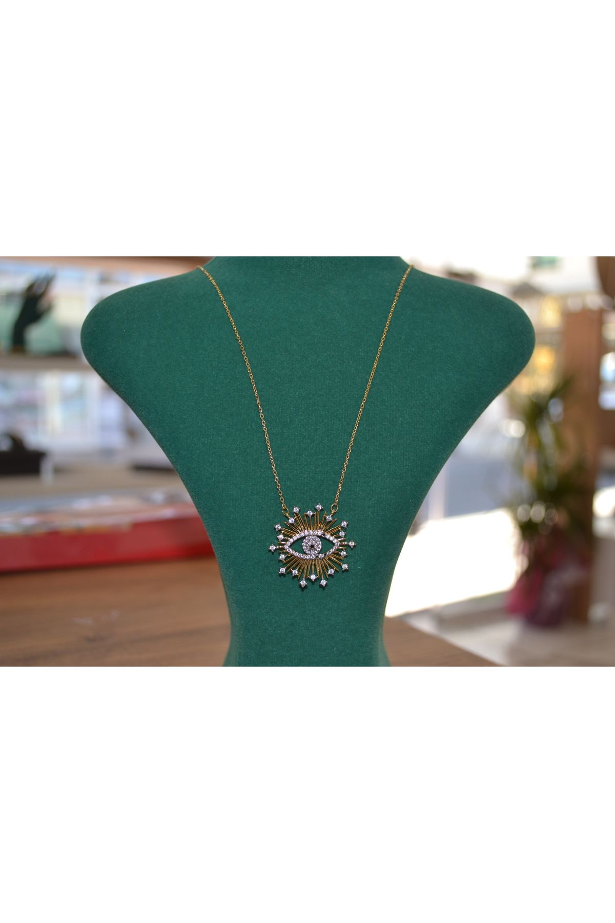 Ezgdesign Golden Eye Zirkon Celik Kolye