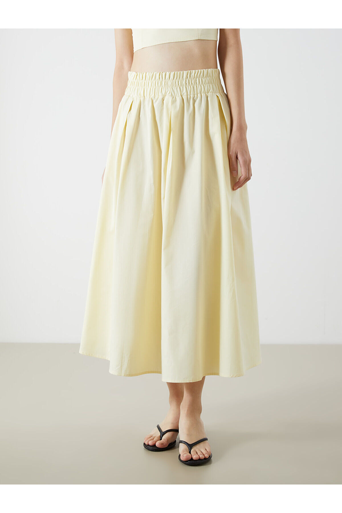 LC Waikiki-XSIDE Sari Fusta Poplin cu talie elastică 3