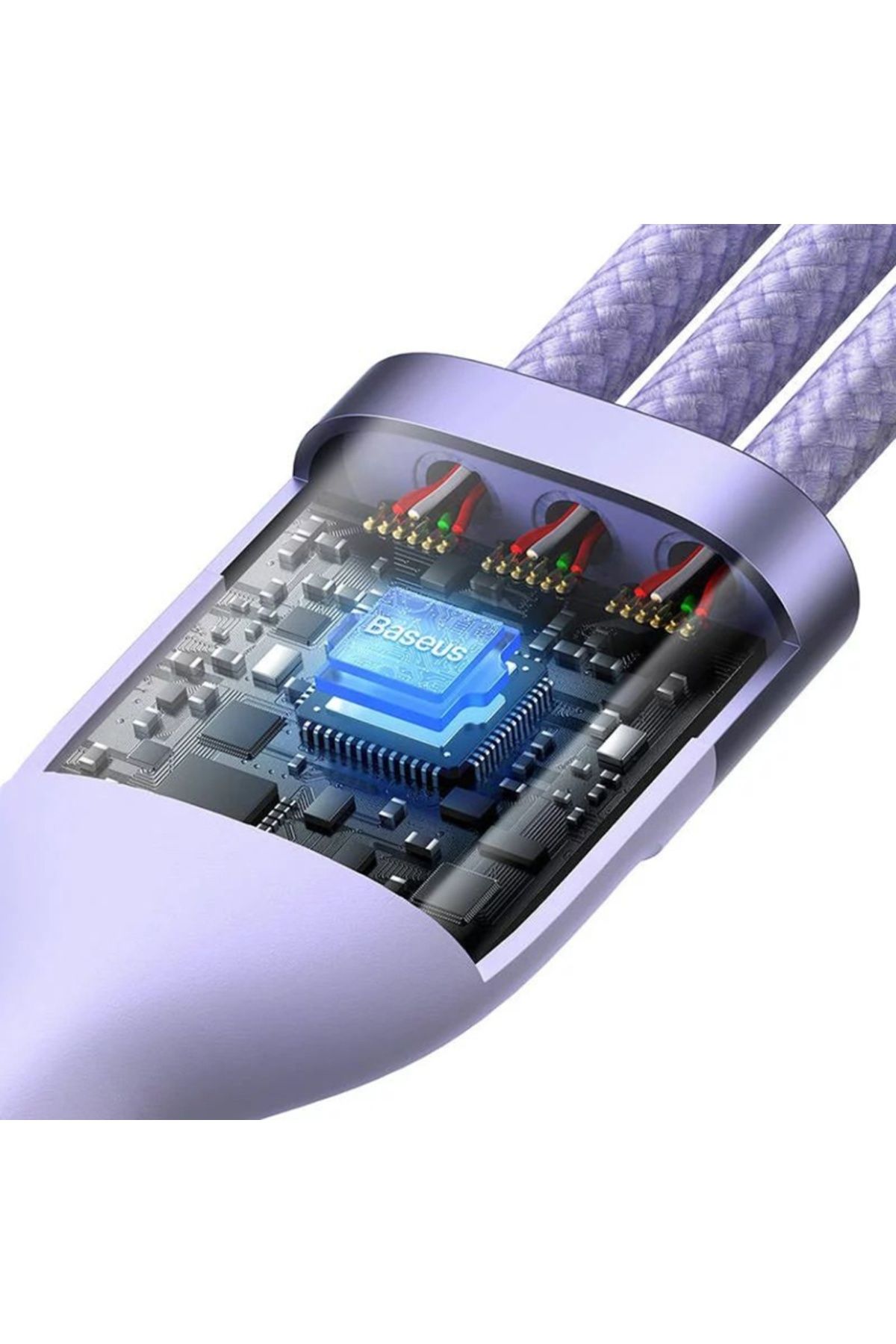 Baseus-Cablu de încărcare/date 3 în 1 USB la Tip-C, Lightning, Micro-USB, 100W, 1,2 m, Flash Series 2, Violet 4