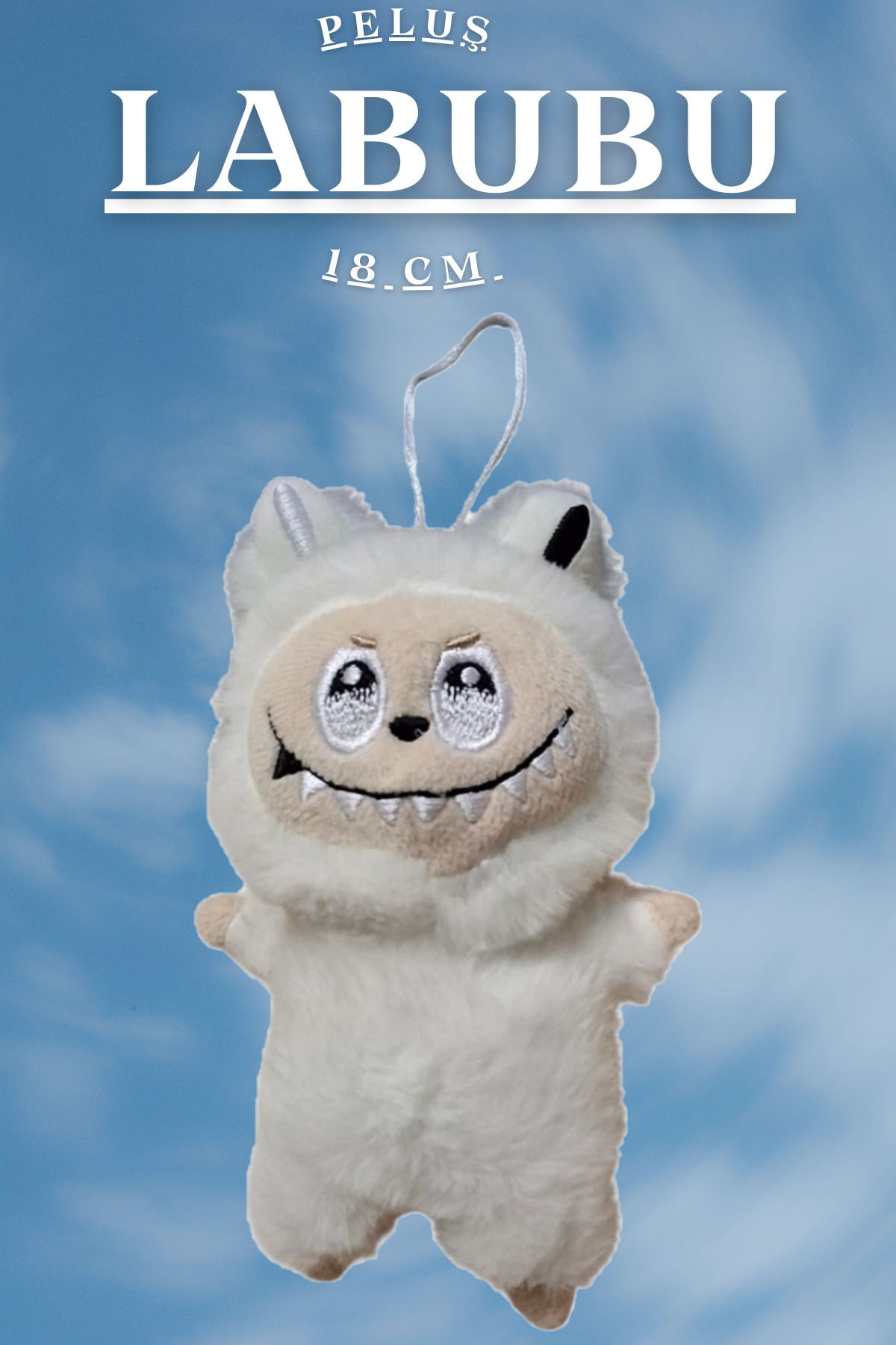 FO Labubu Oyuncak (Beyaz,Mavi,Mor,Pembe) Labubu Peluş Bebek 18 CM 1 Adet