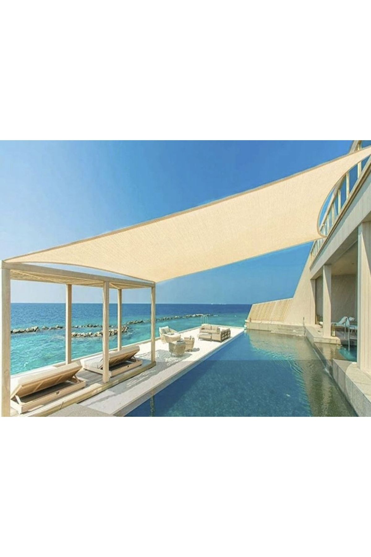 zola-Waterproof tarpaulin/sunblind,rectangular, cream, with hooks, density 180 g/m², size 4x3m 4
