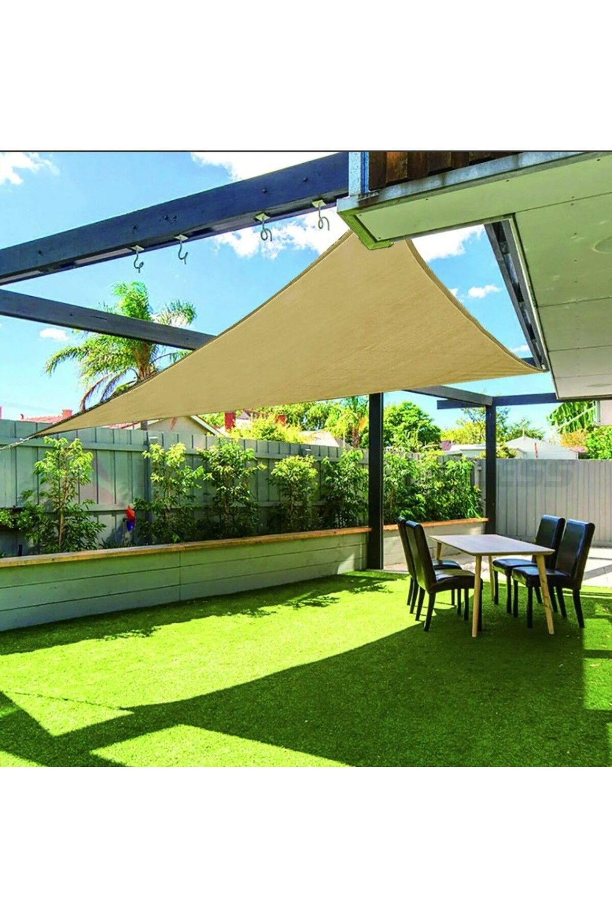 zola-Waterproof tarpaulin/sunblind,rectangular, cream, with hooks, density 180 g/m², size 4x3m 2