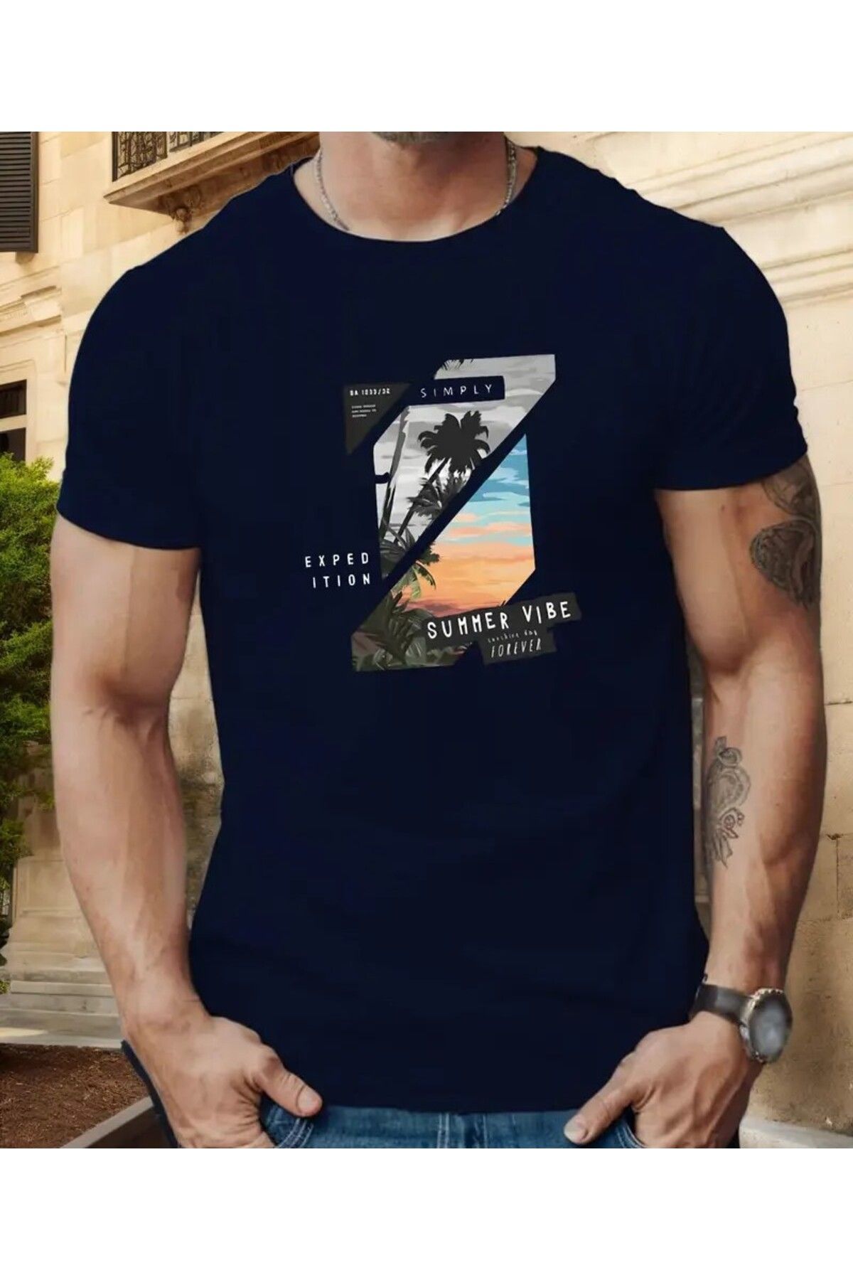 benimcombinim Unısex Erkek/Kadın Summer Wibe Baskılı Oversize Pamuklu Bisiklet Yaka T-Shirt tişört