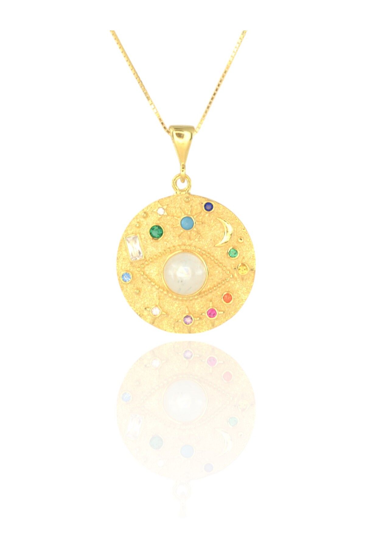 TACA JEWELLERY 925 Ayar Gümüş | Ay Taşlı Galaksi Kolye