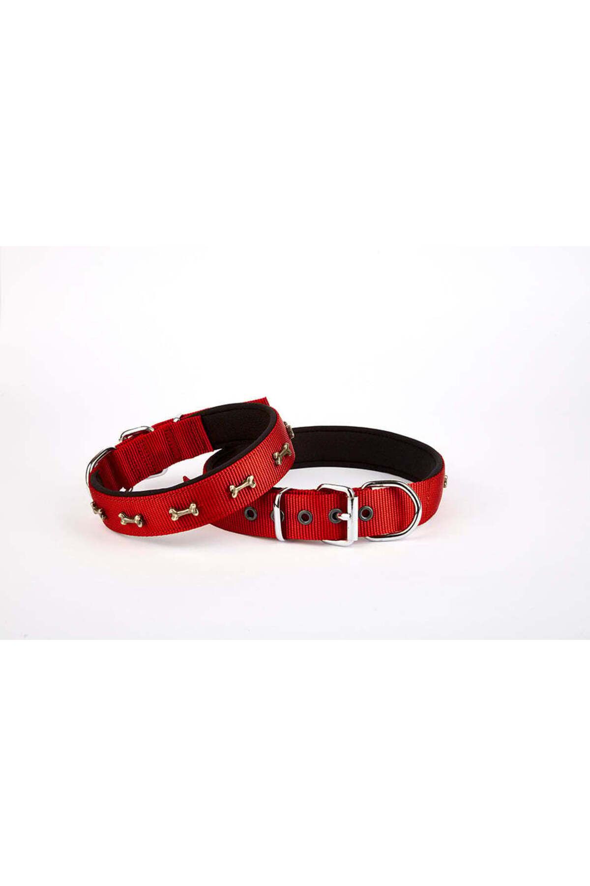 Emperium Softlu Kemik Desenli Köpek Tasması 2 cm x 45 cm Kırmızı