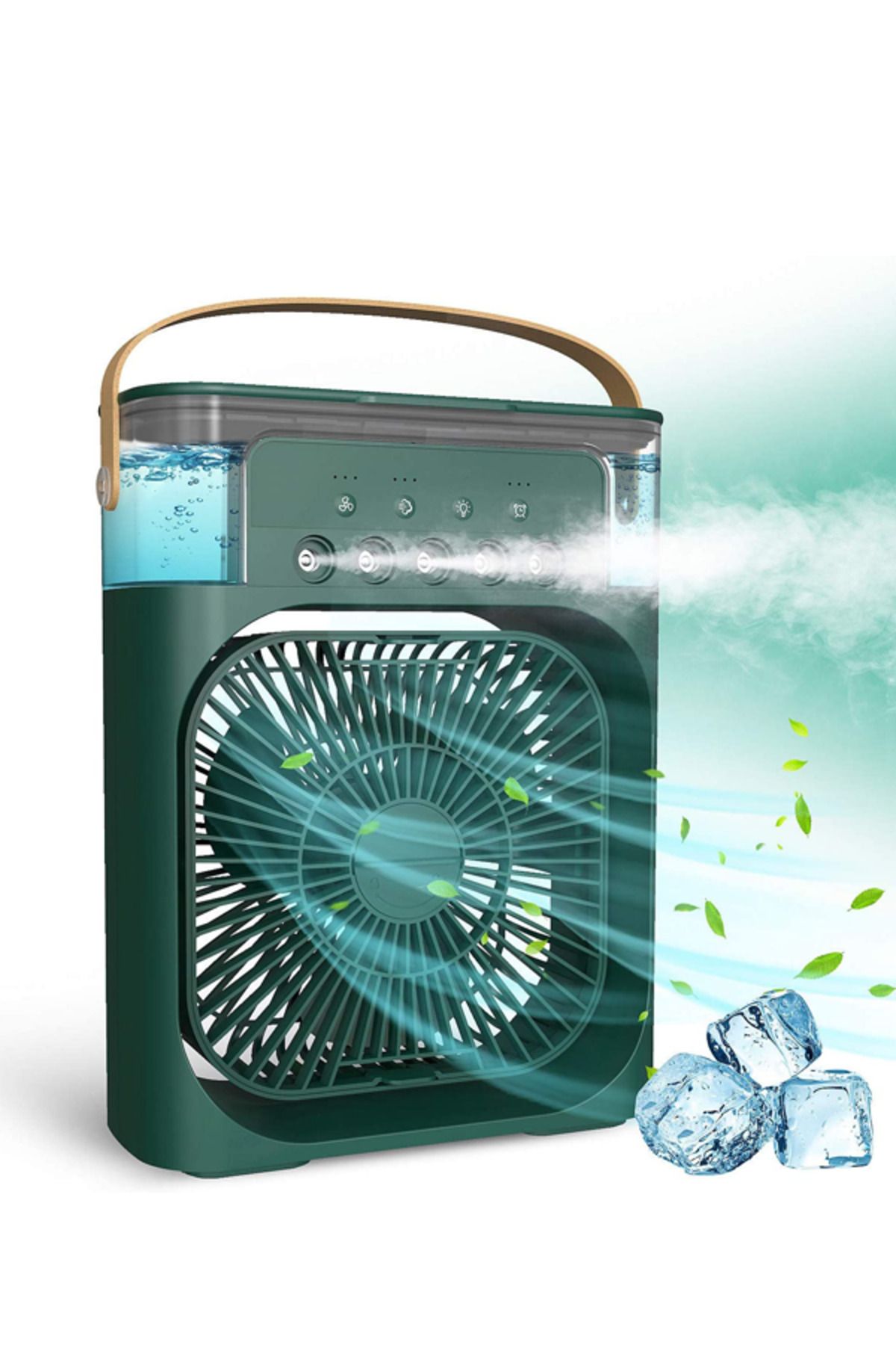 ERDİNEKS Soğuk Su Buzlu Masaüstü Mist Fan 5 Uçlu Su Sprey 3 Modlu Fan 3 Saat Zamanlayıcı Salınımlı LED Işık